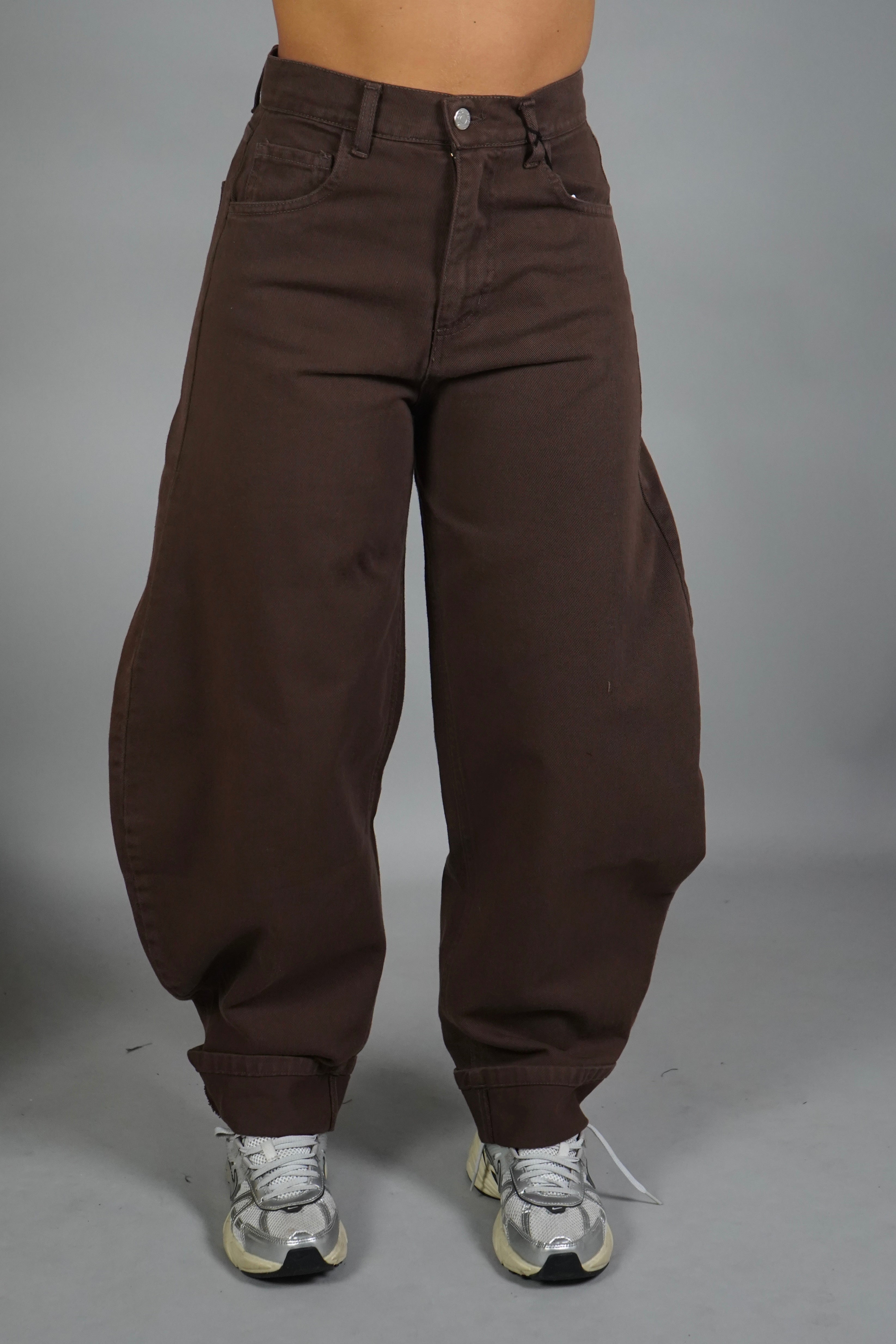 JEANS BALLON RISVOLTO MARRONE