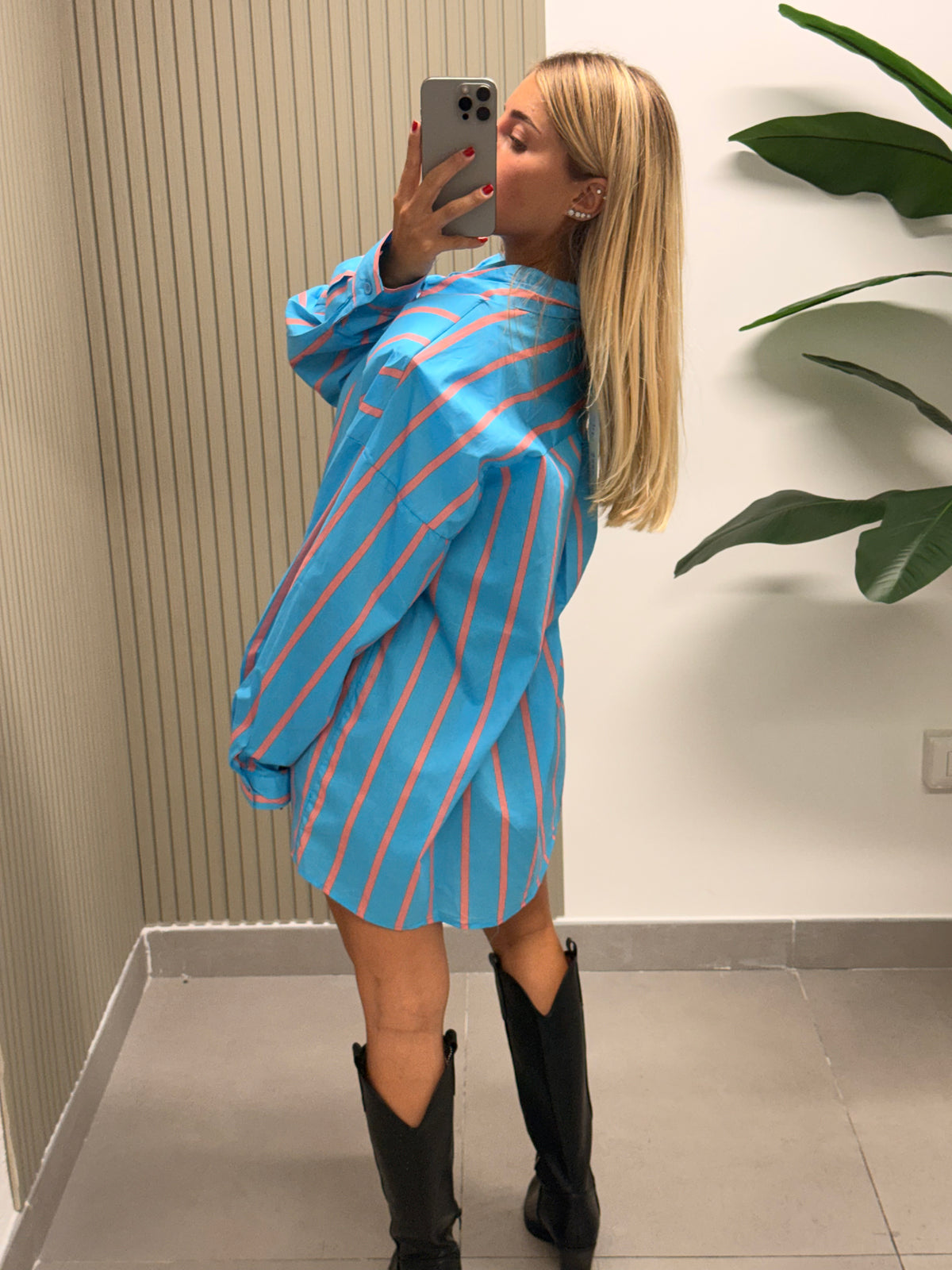 MAXI CAMICIA CON SPALLINA AZZURRA