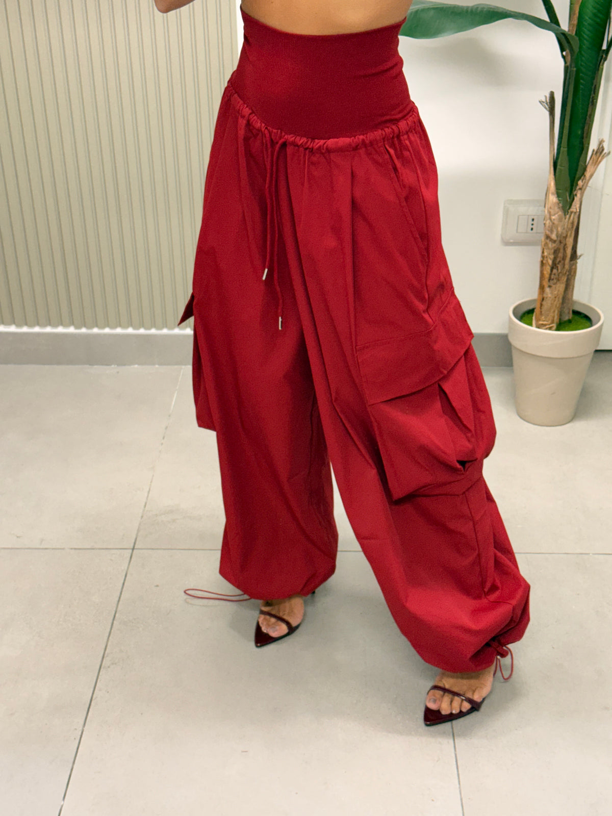 PANTALONE CARGO BUSTINO ROSSO