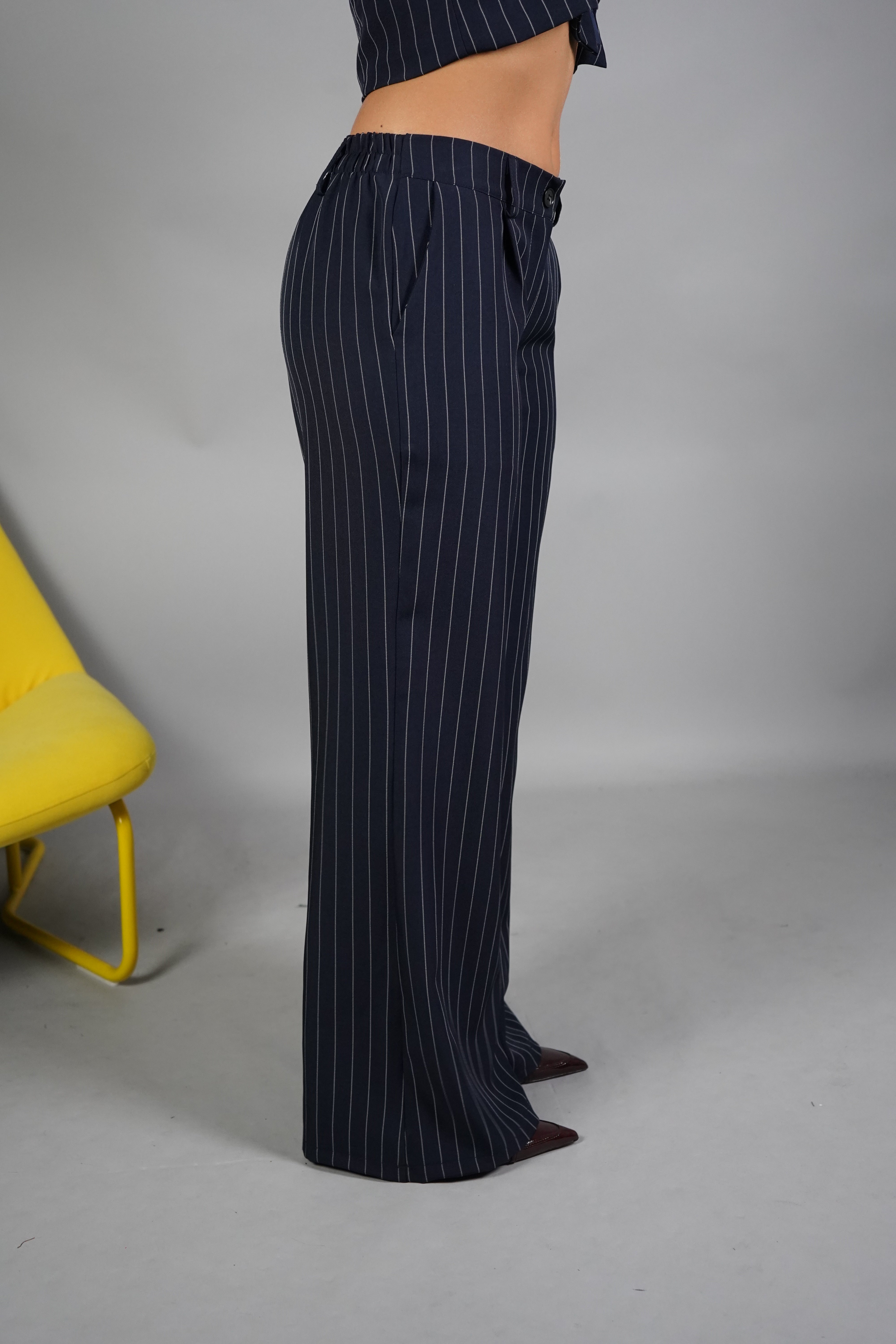 TAILLEUR GESSATO CROP BLU