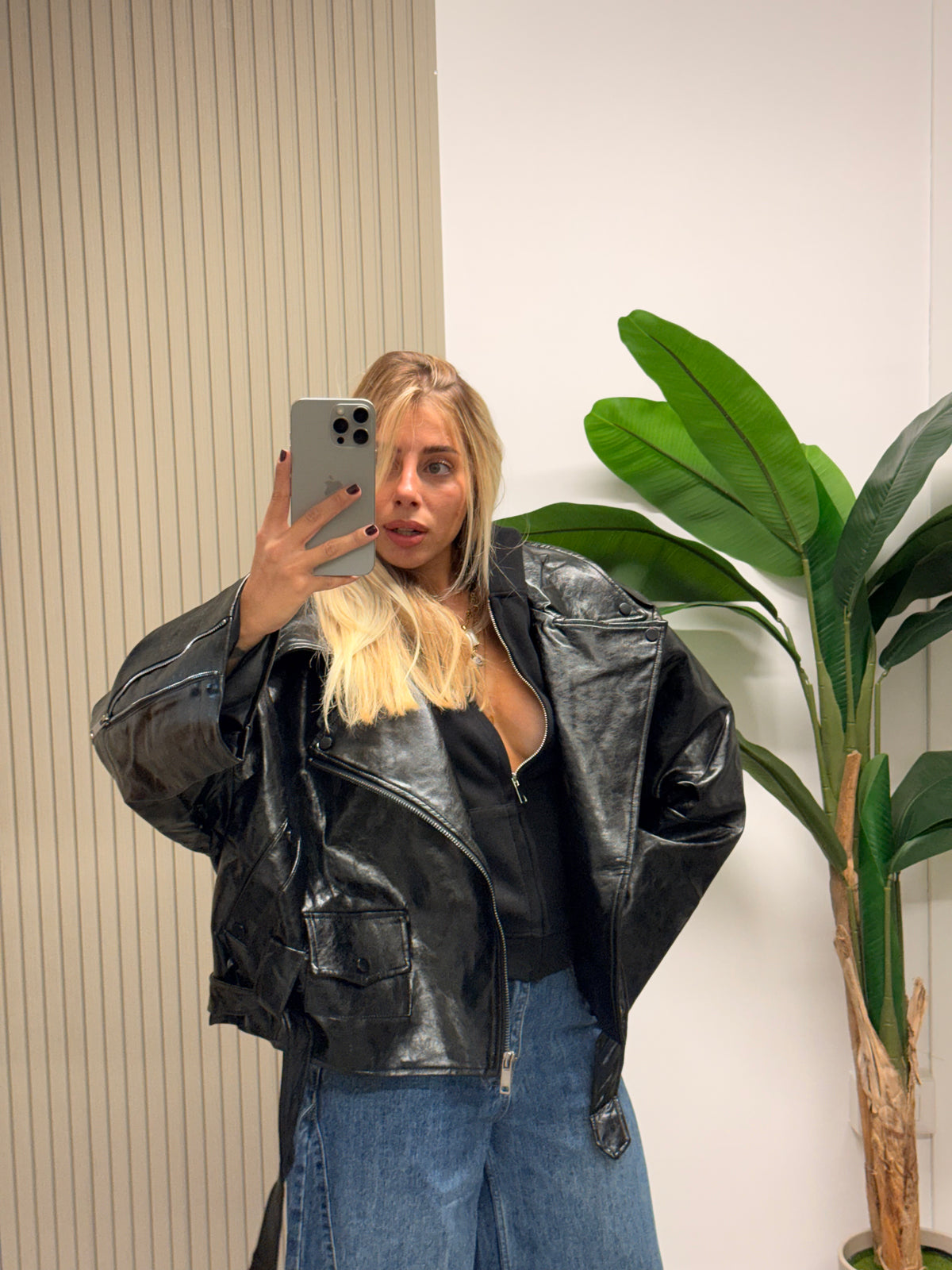 CHIODO ECOPELLE OVERSIZE MARSIGLIA NERO