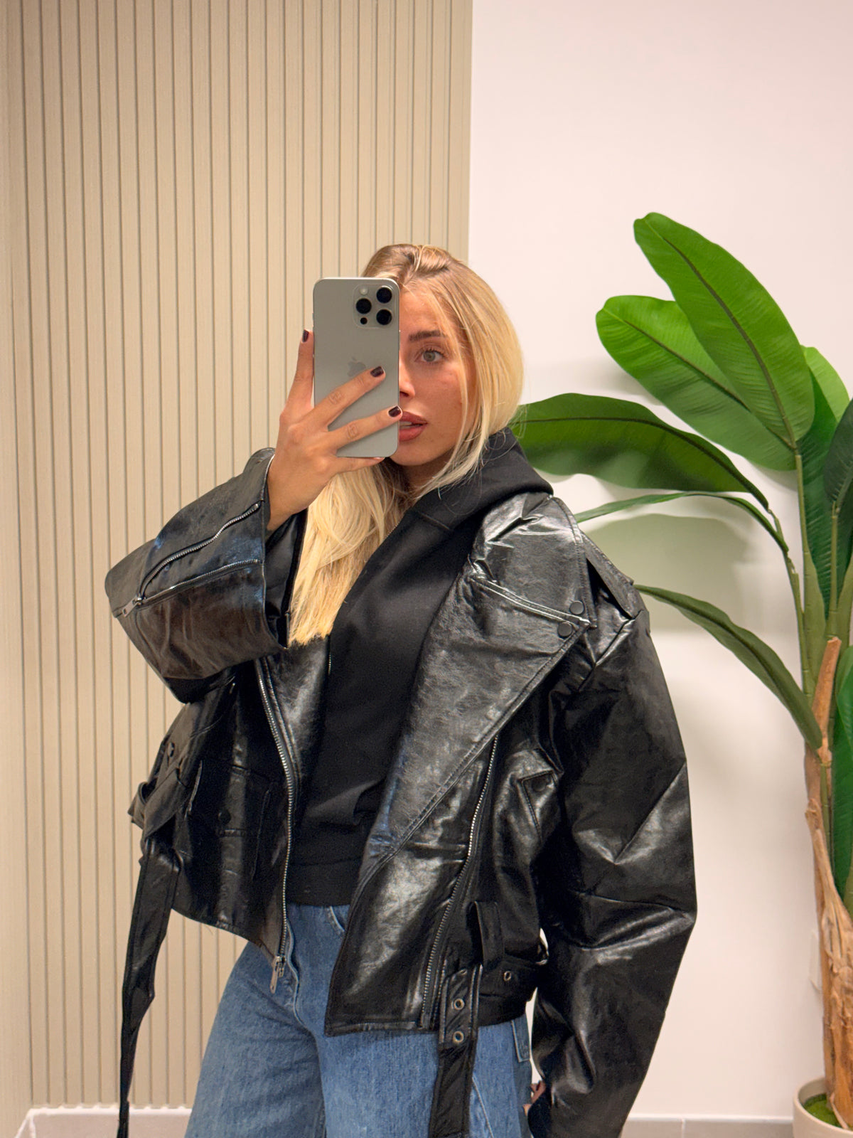 CHIODO ECOPELLE OVERSIZE MARSIGLIA NERO