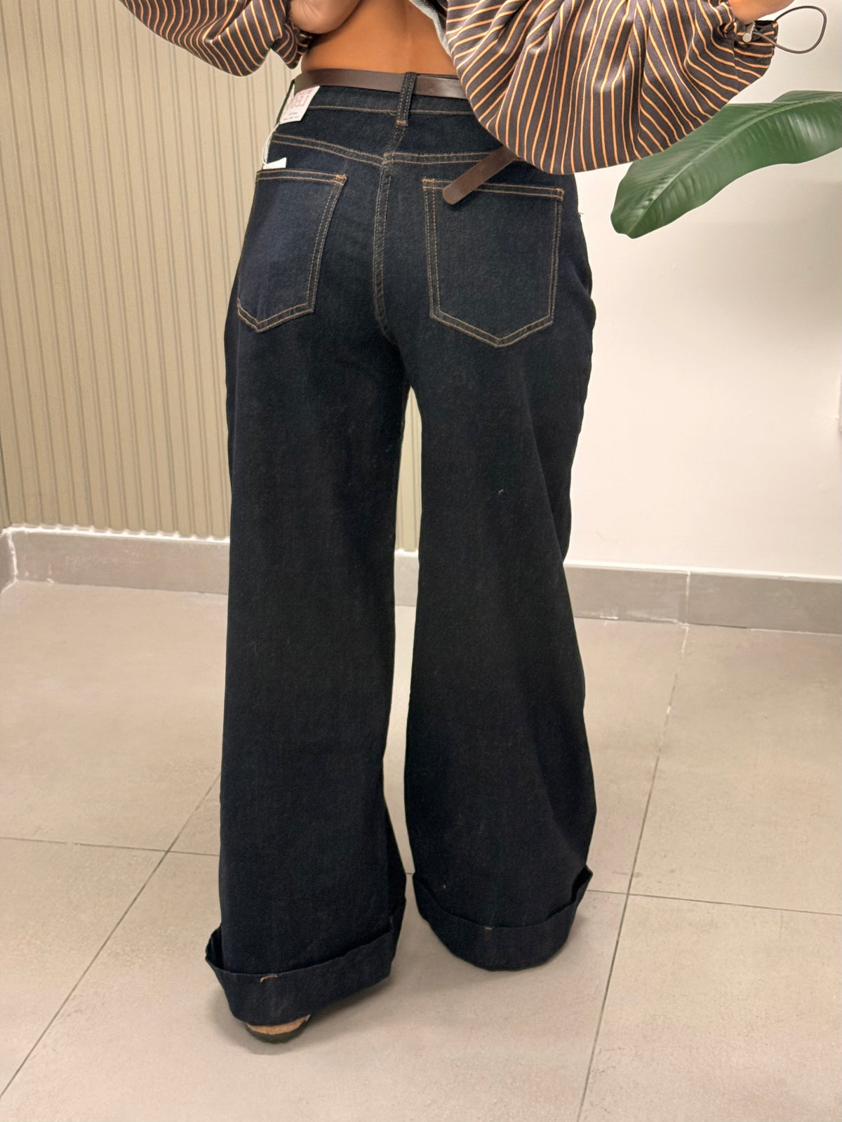 JEANS WIDE LEG DENIM SCURO
