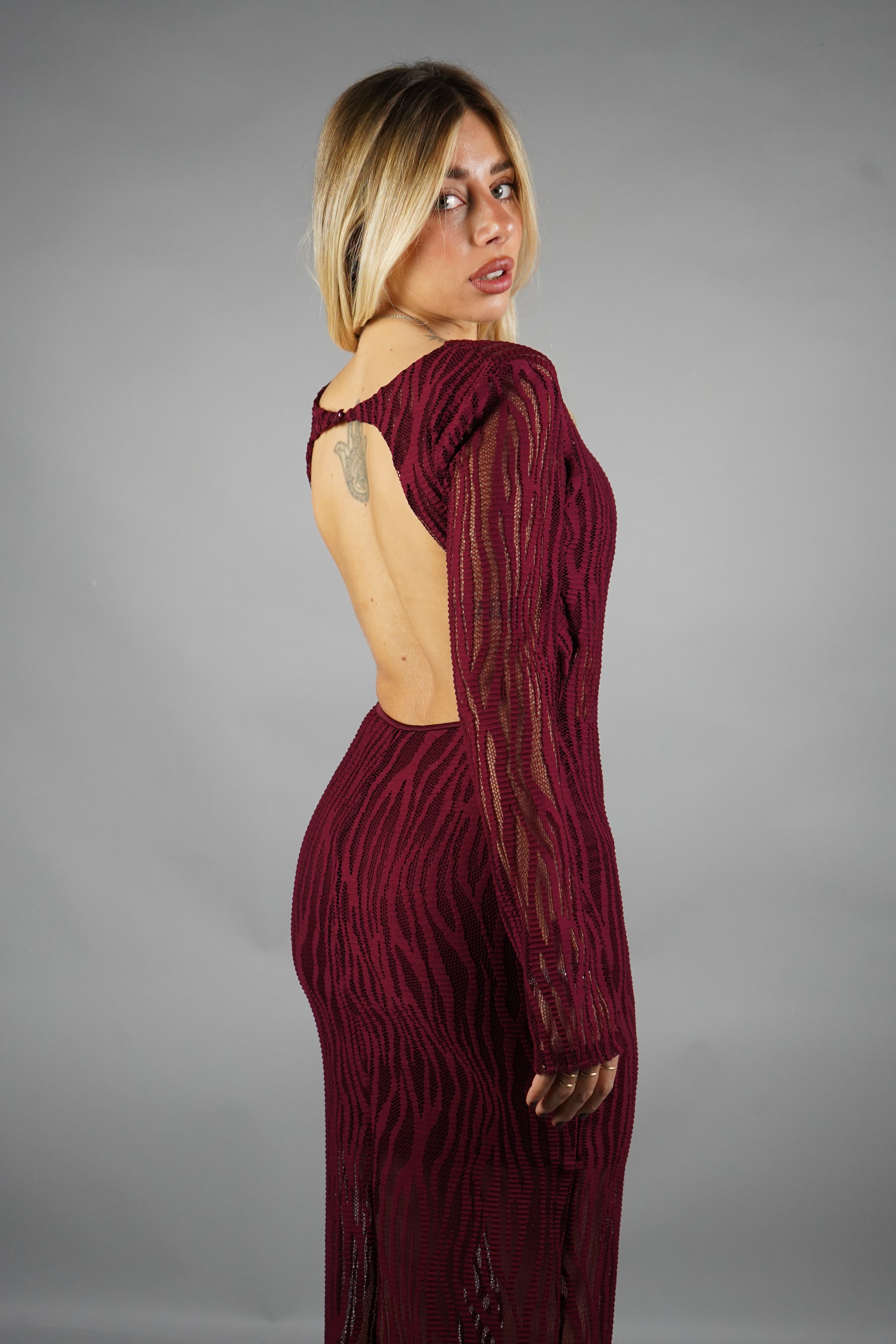LONG DRESS ONDE BORDEAUX