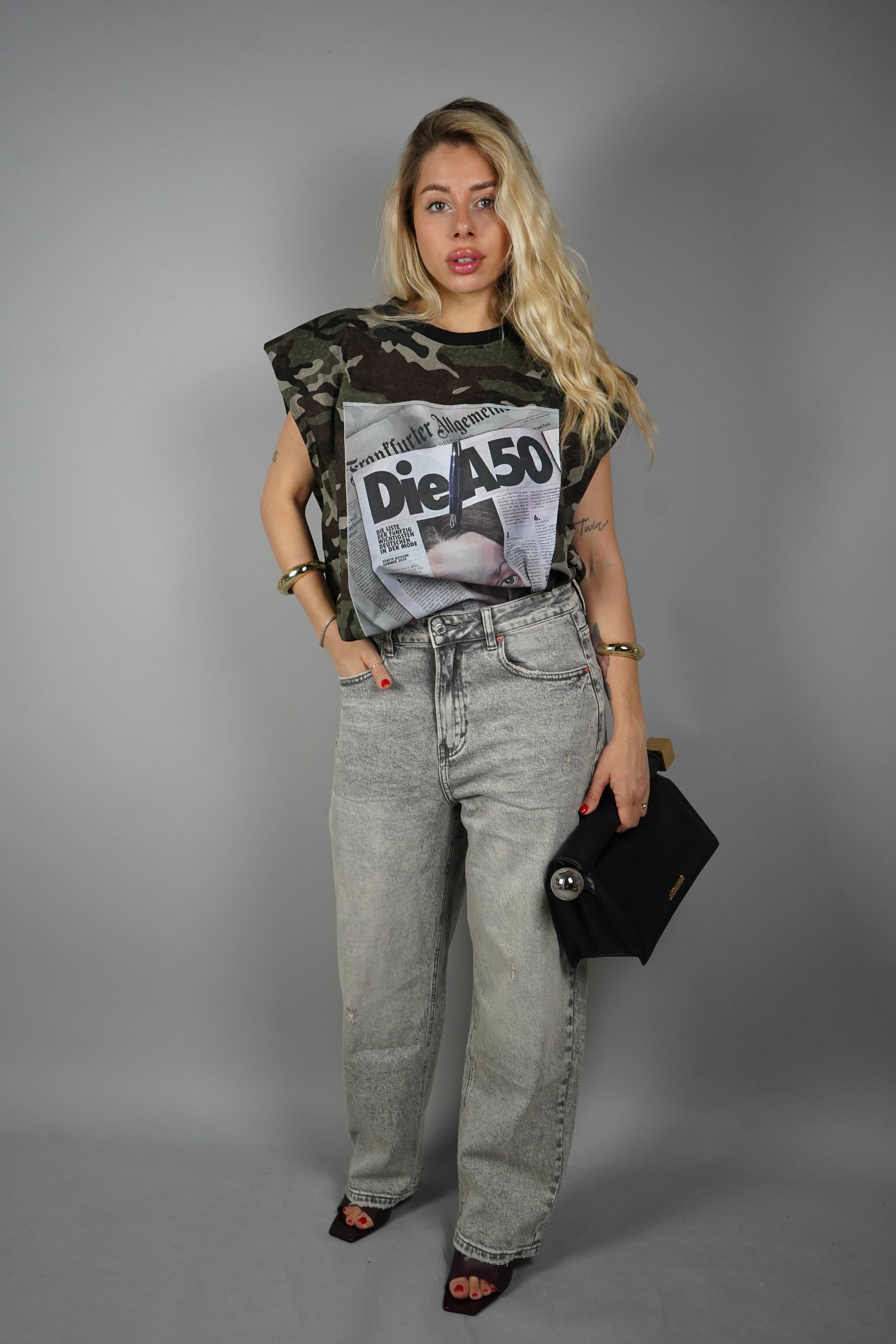 JEANS BAGGY GRIGIO