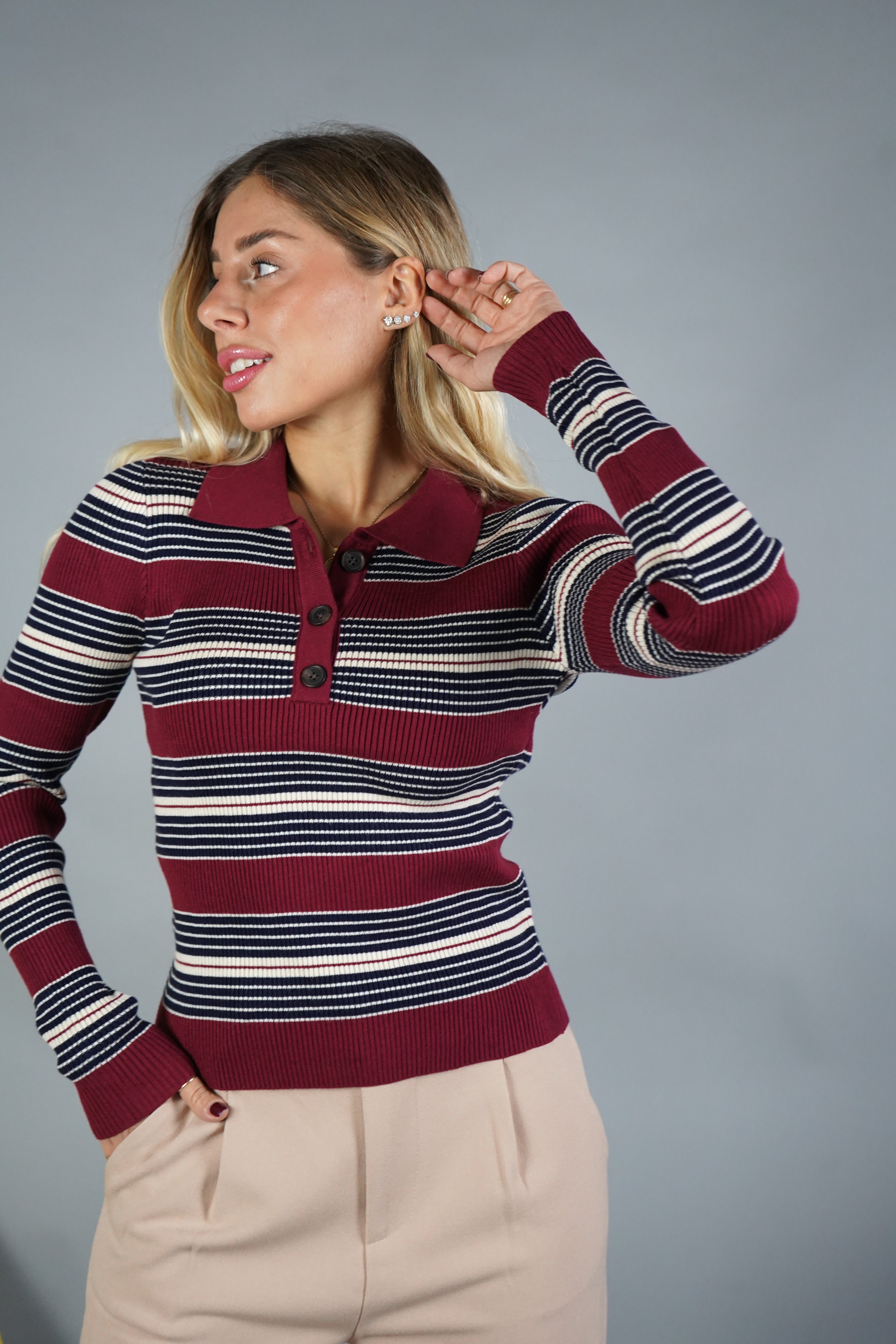 POLO RIGATA BORDEAUX