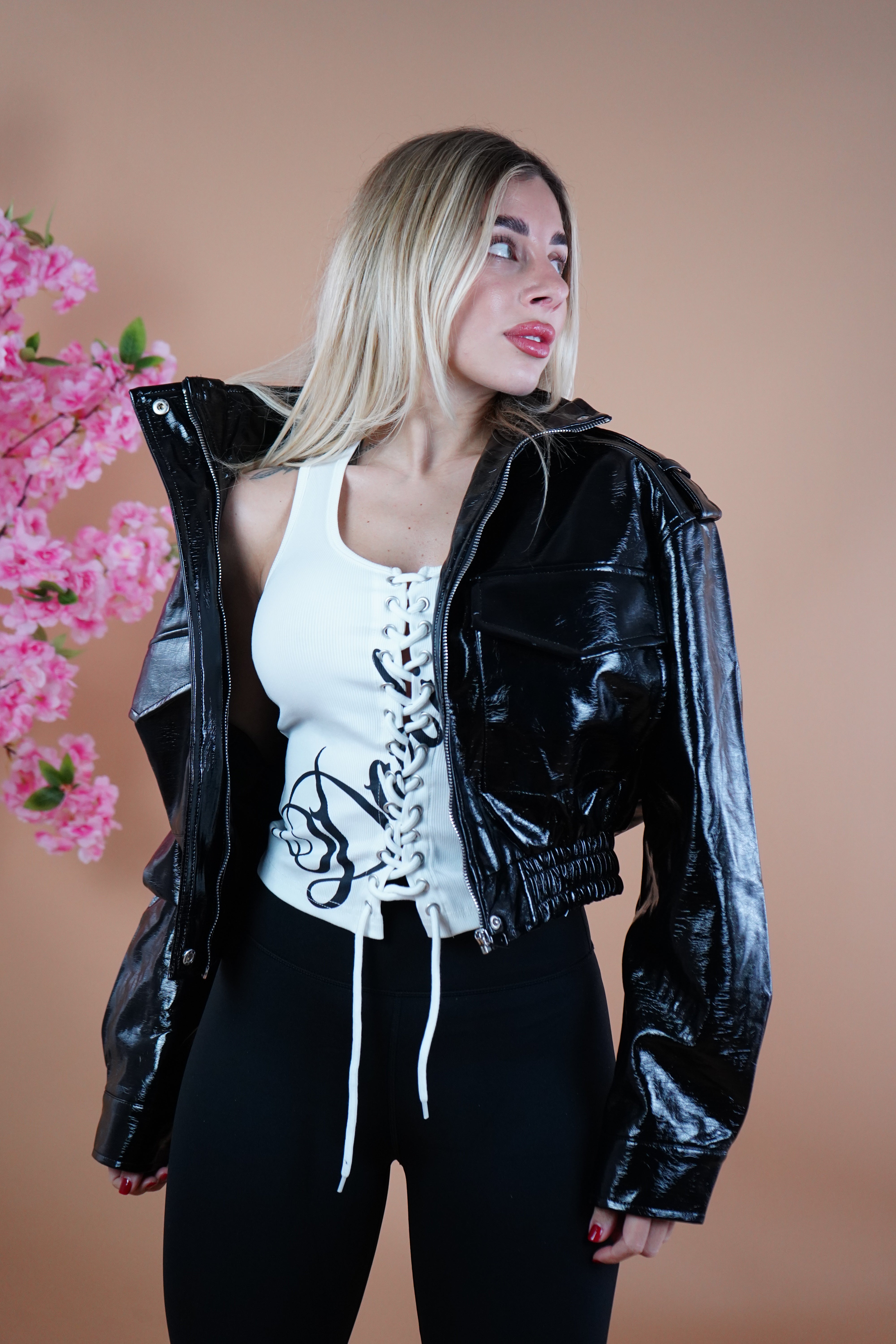 GIACCA EFFETTO VERNICE NERO