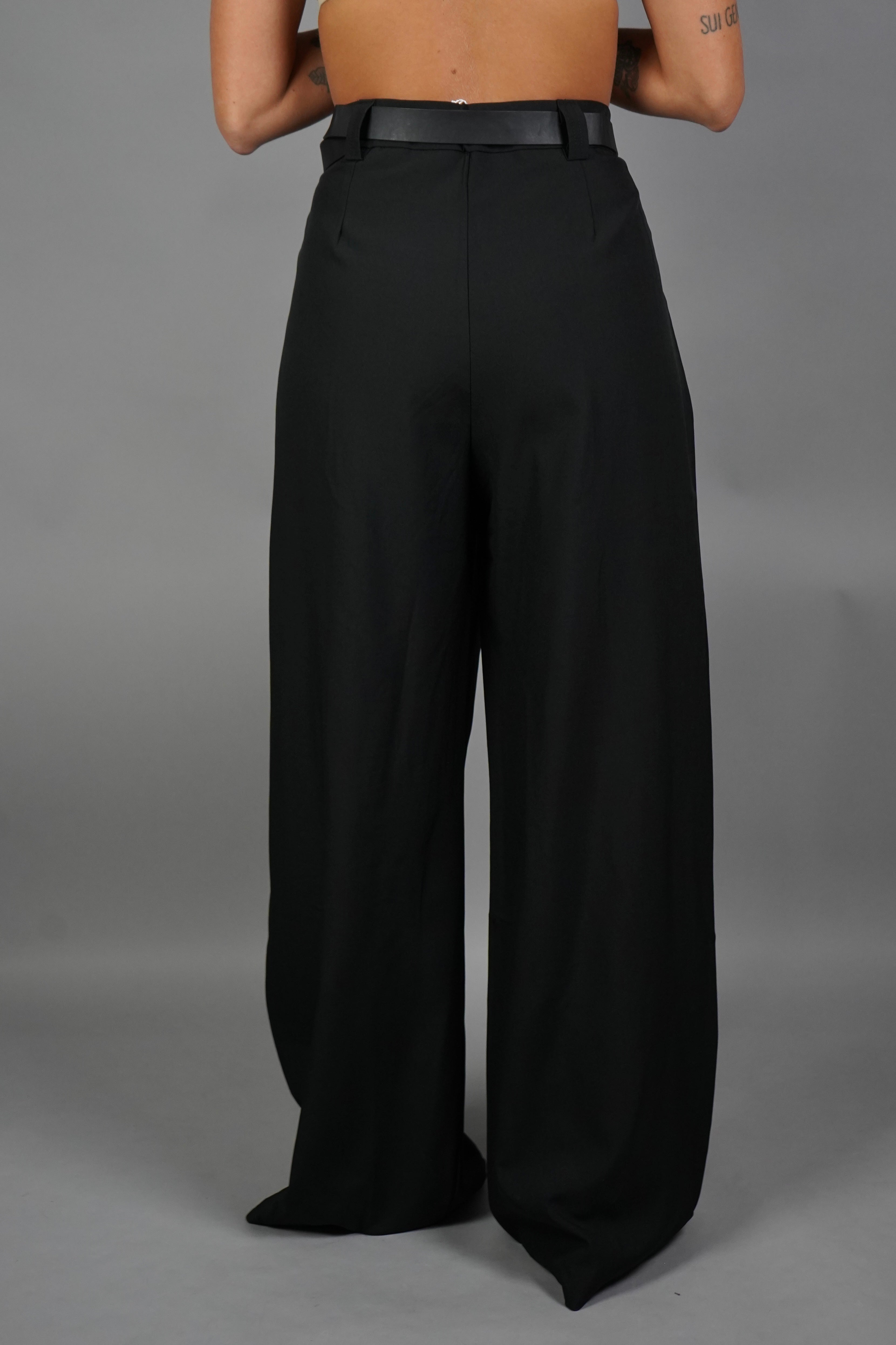 PANTALONE PALAZZO CON CINTURA NERO