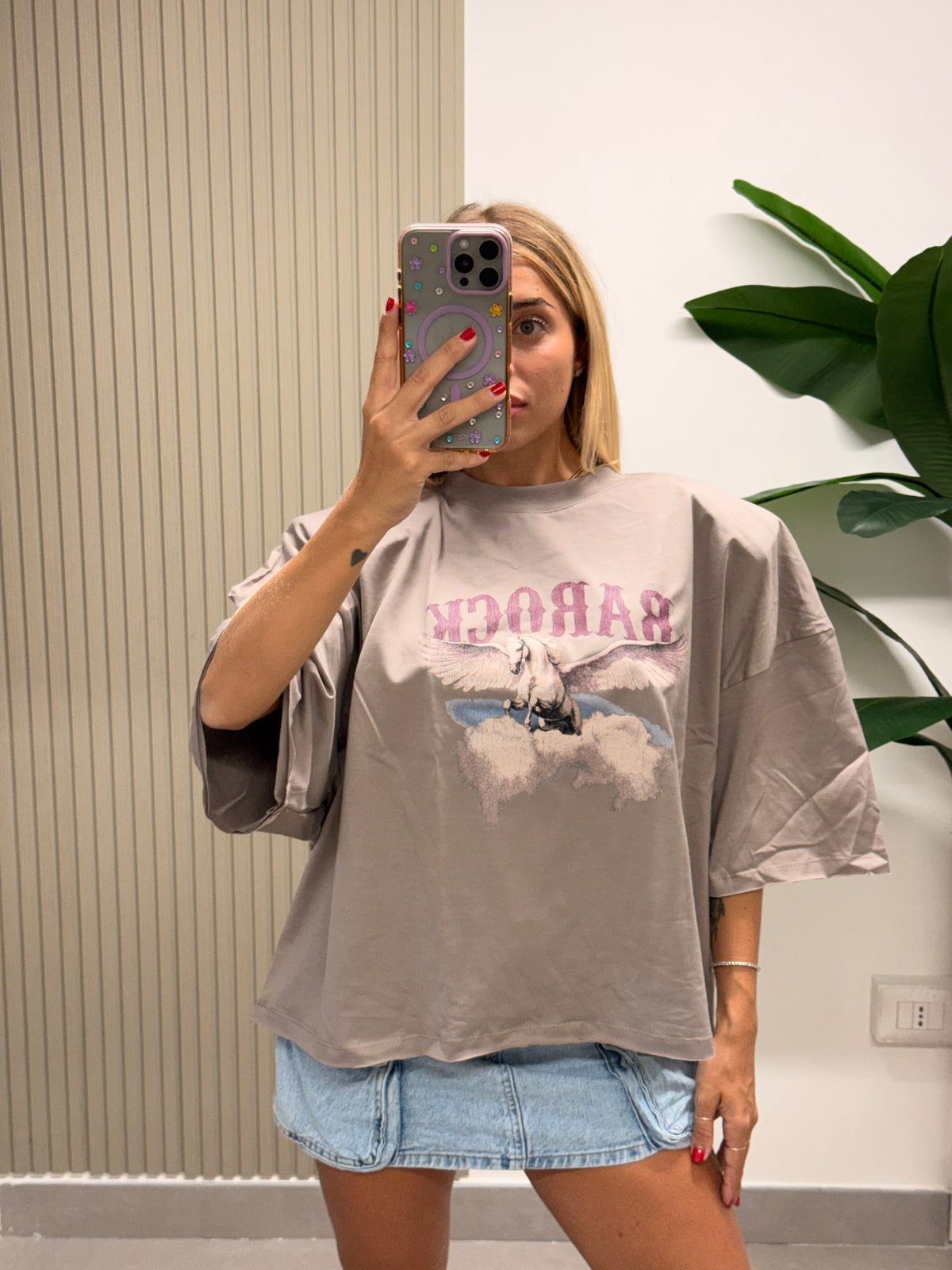 T-SHIRT BOXY UNICORNO FANGO