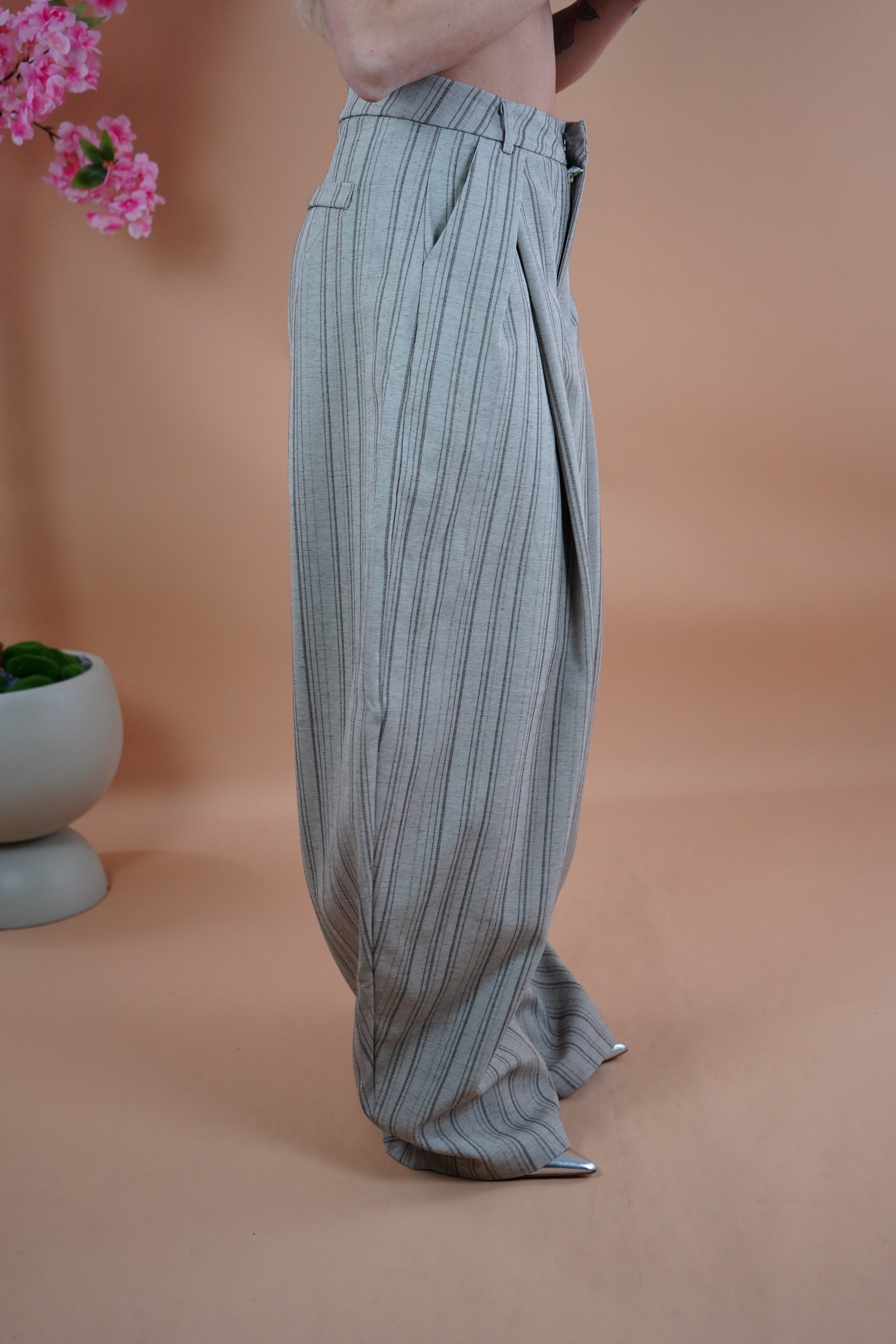 PANTALONE GESSATO BALLON BEIGE