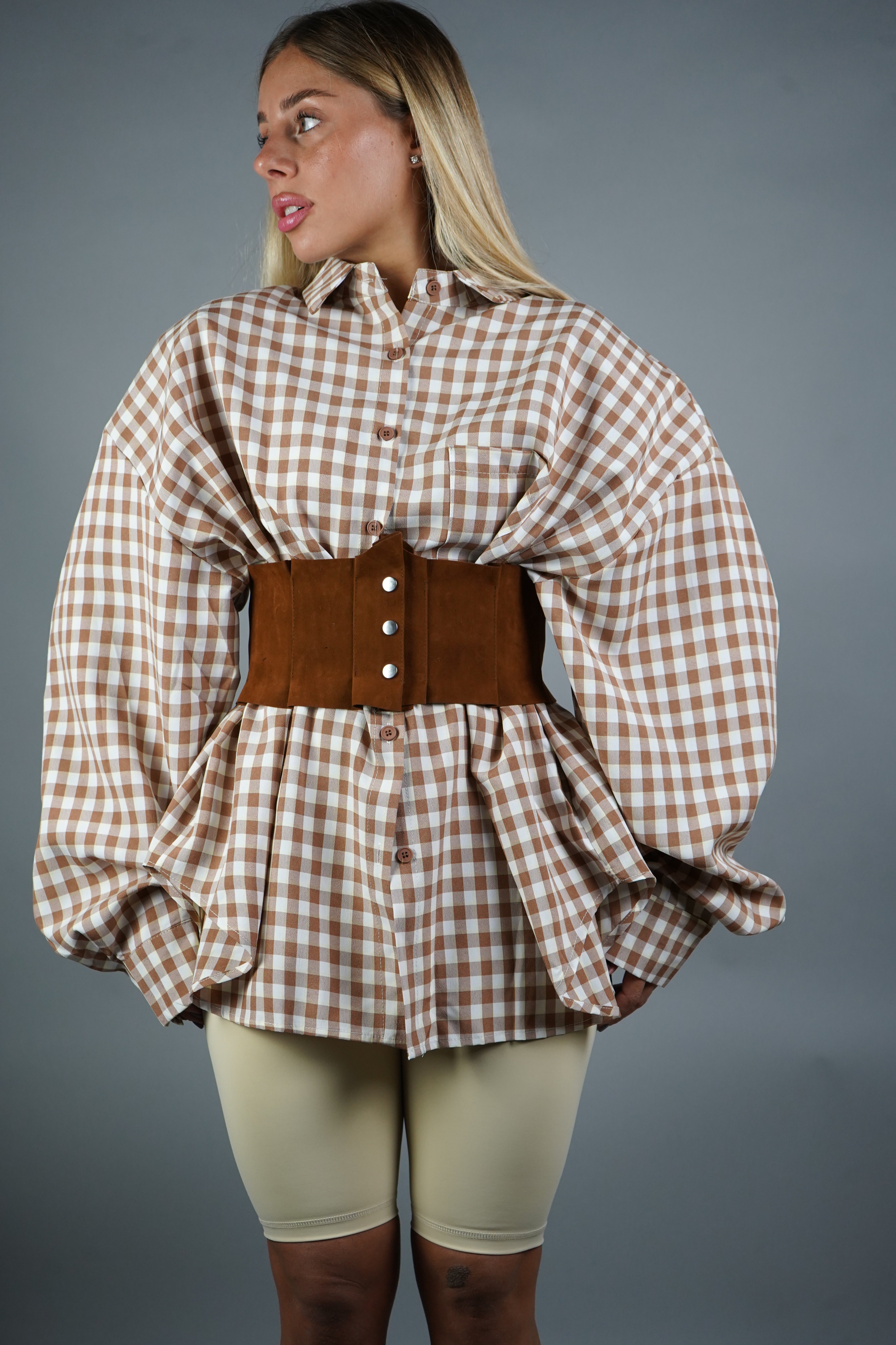 CORSETTO CAMOSCIO CIOCCOLATO LATTE