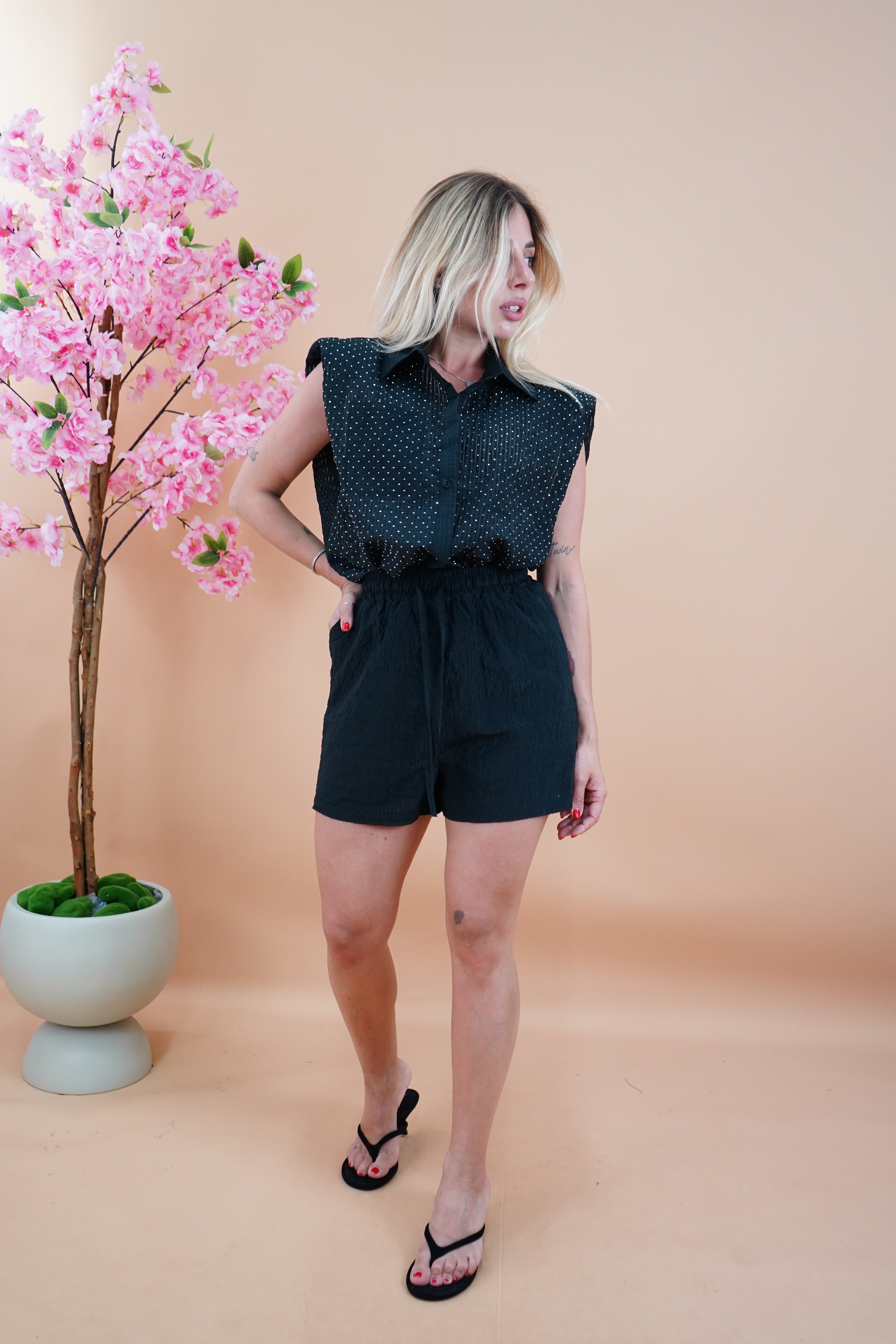COORDINATO STRASS NERO