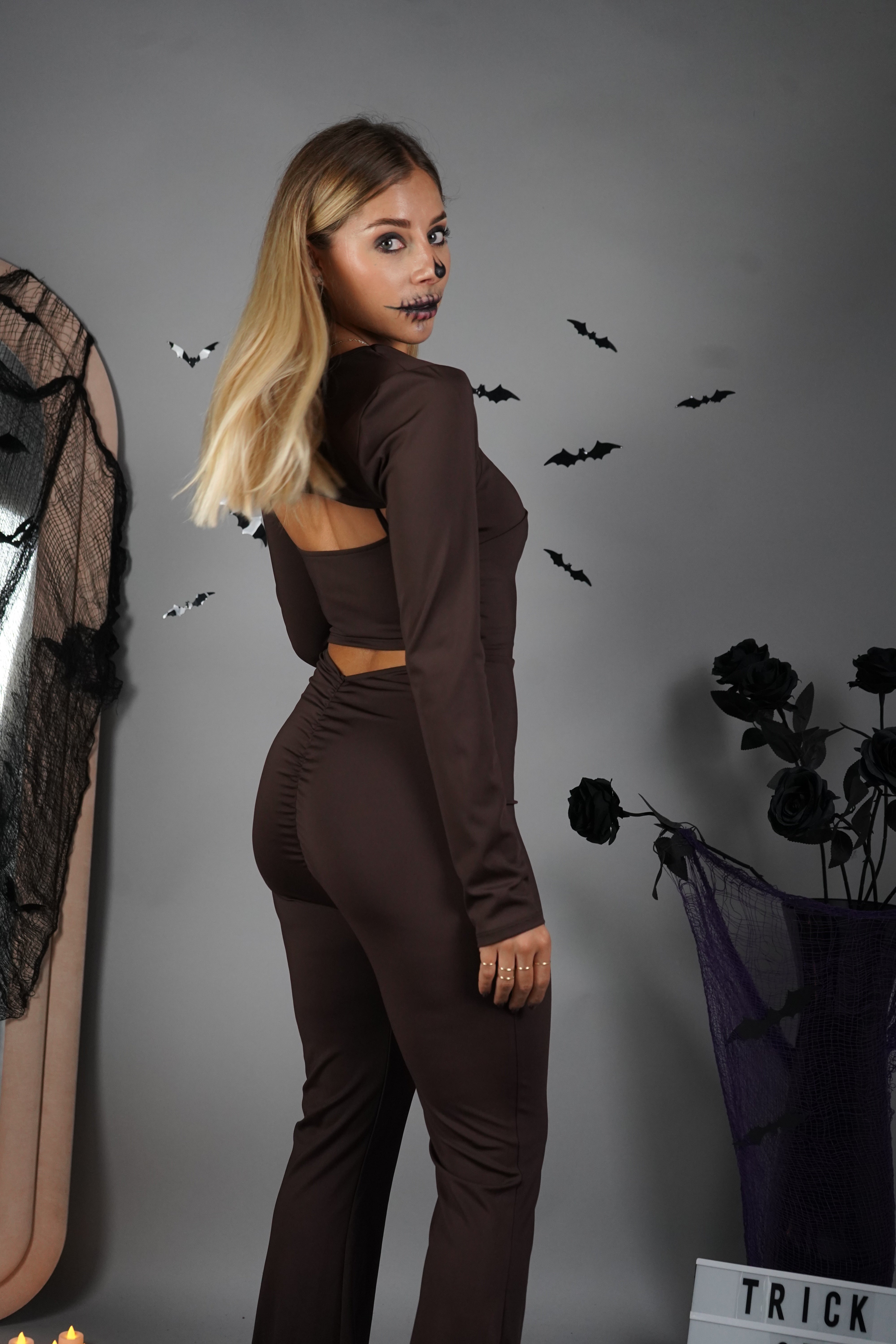 JUMPSUIT A ZAMPA MARRONE