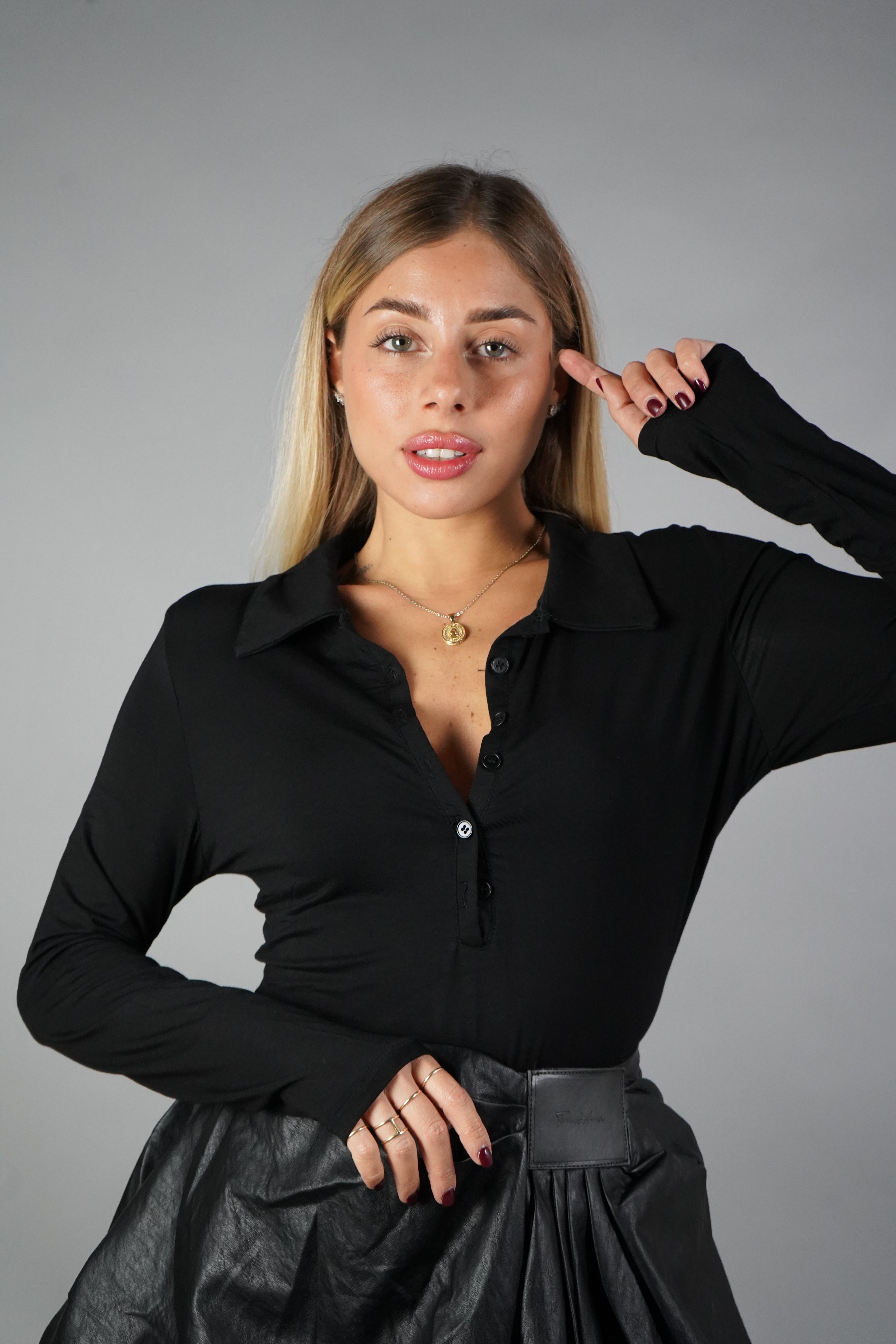 POLO BASIC COTONE ELASTICO NERO