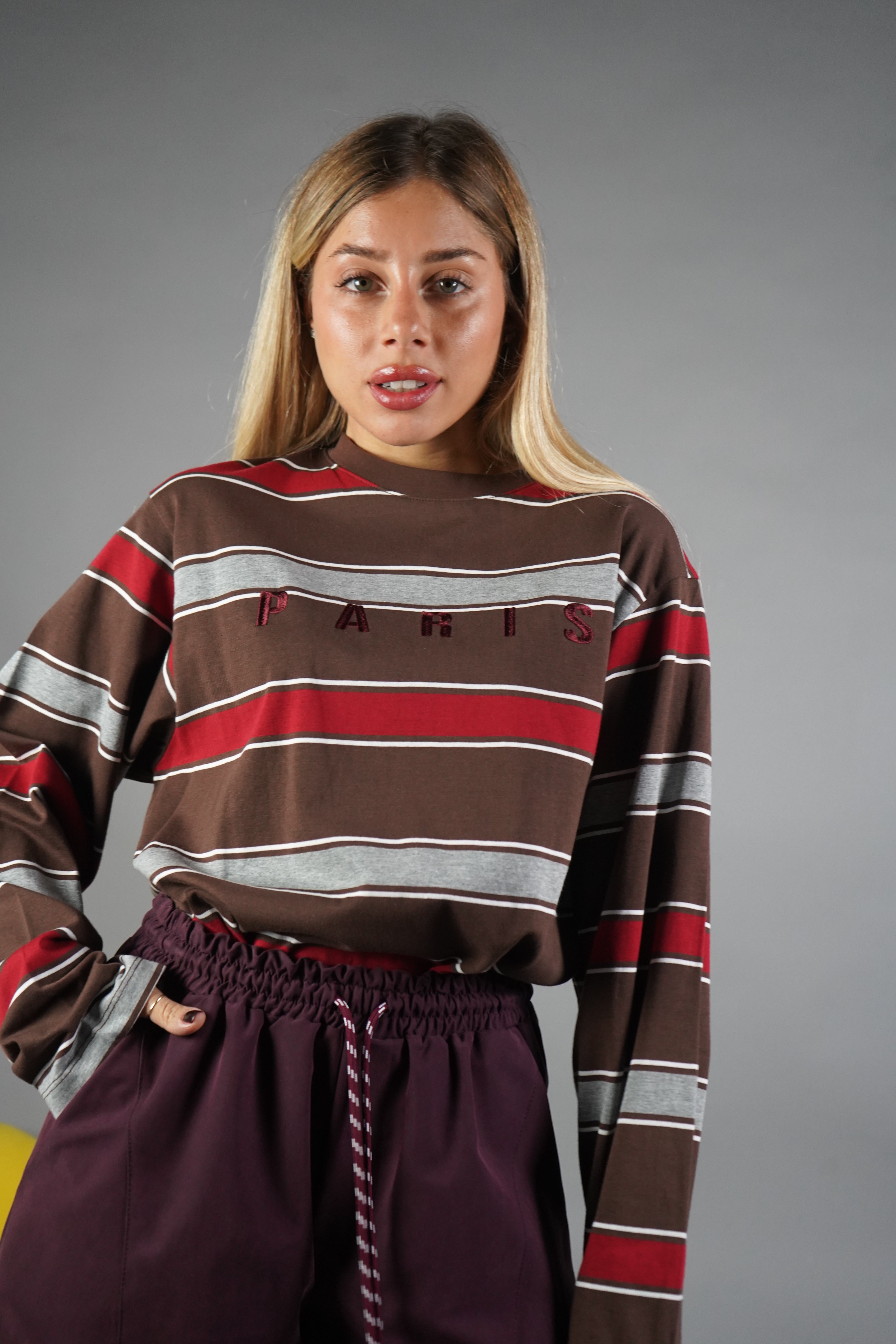 MAGLIA RIGHE “PARIS” MARRONE