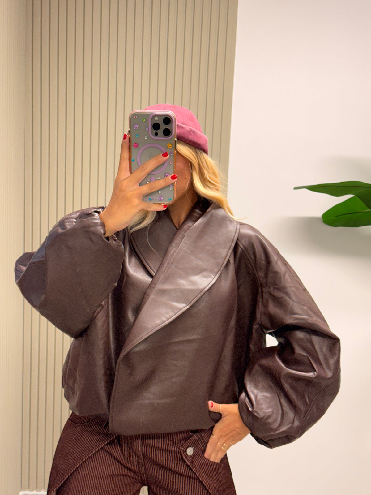 BOMBER ECOPELLE SOFY BORDEAUX