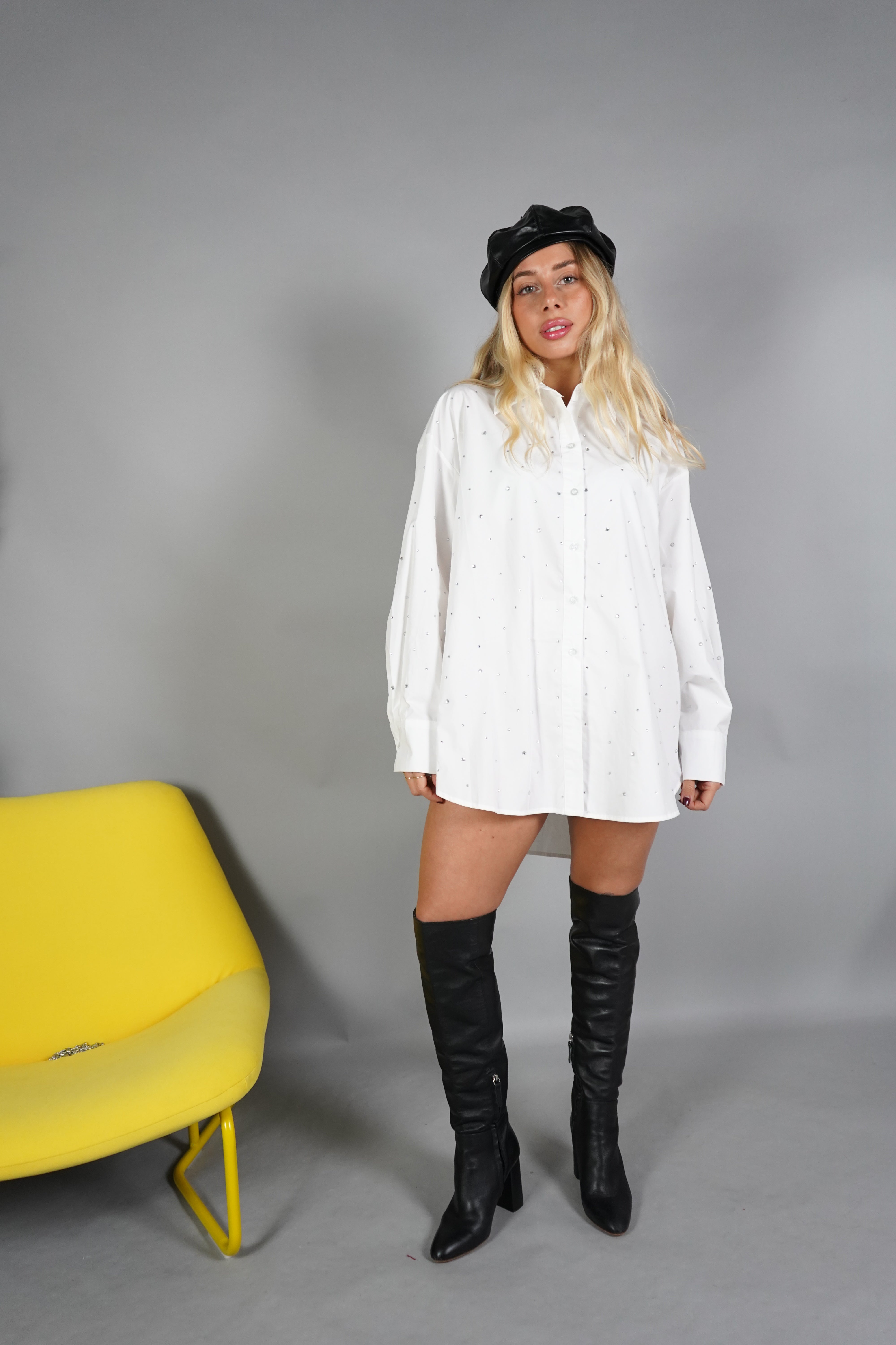 MAXI CAMICIA STRASS BIANCA