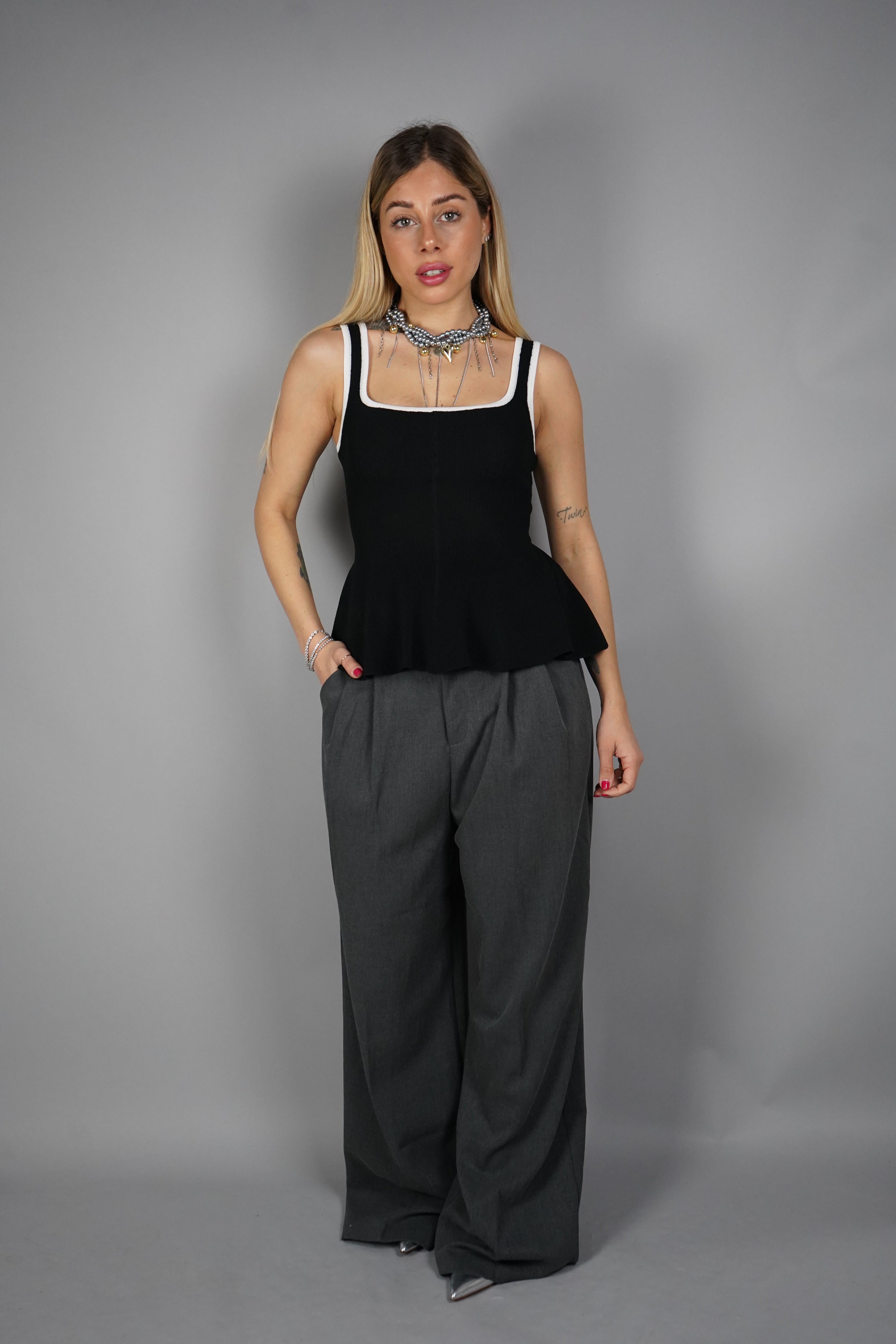 PANTALONE FULL LEG GRIGIO