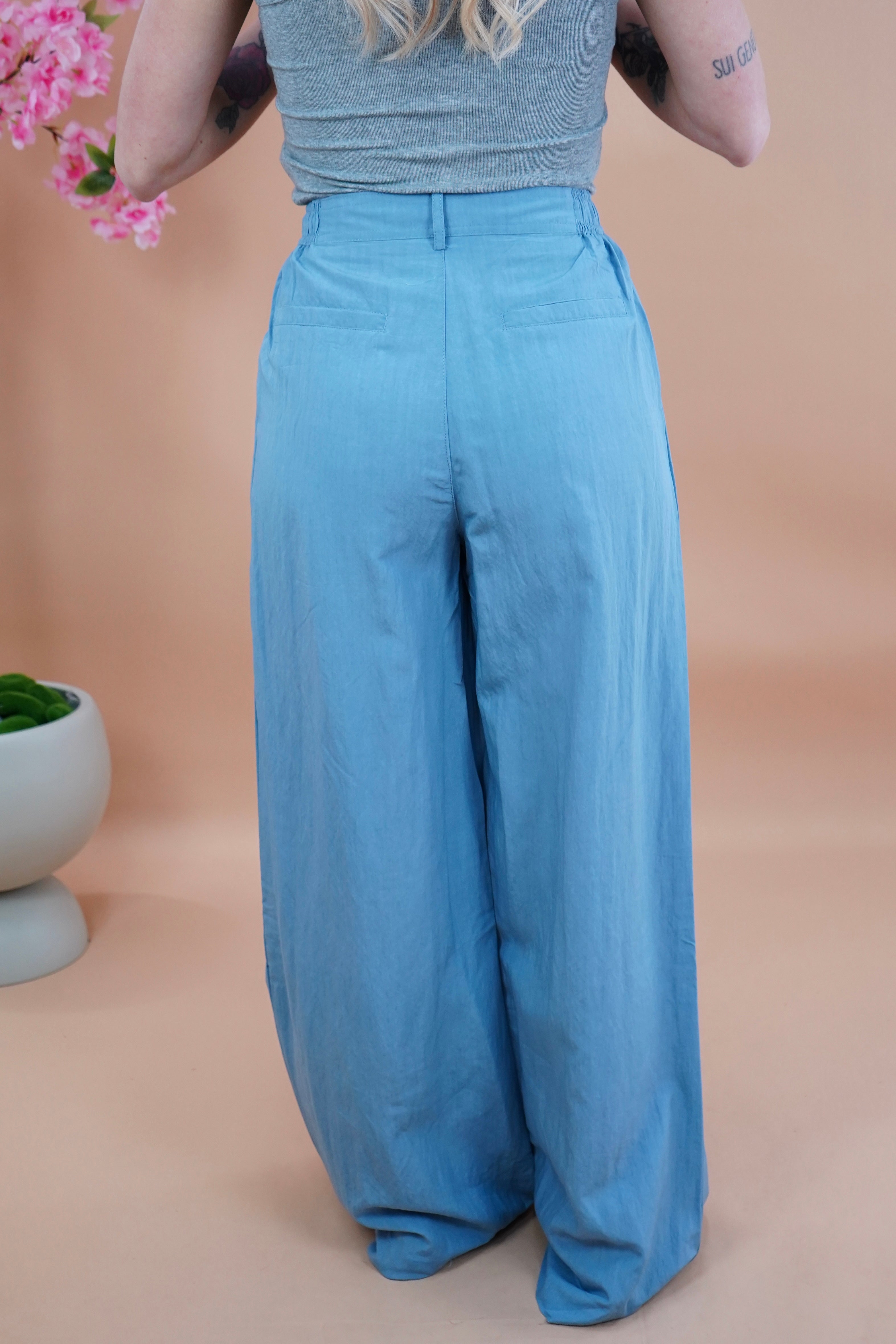 PANTALONE MORBIDO AZZURRO