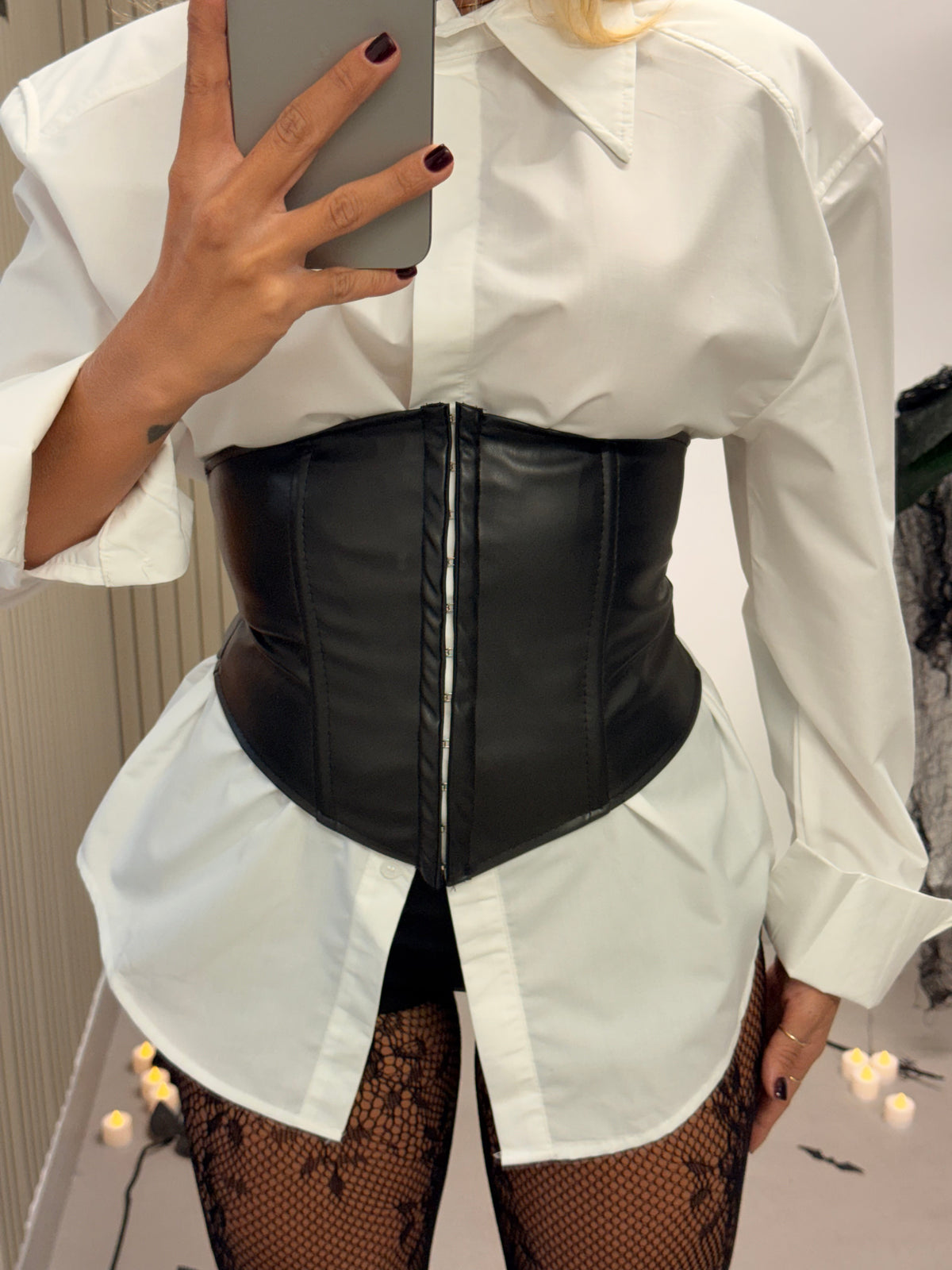 CORSETTO ECOPELLE NERO