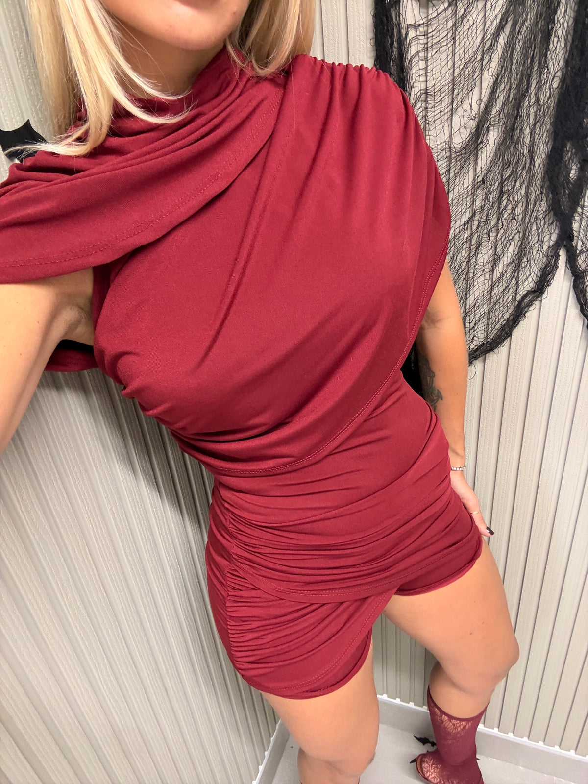 MINI JUMPSUIT DRAPPEGGIO BORDEAUX