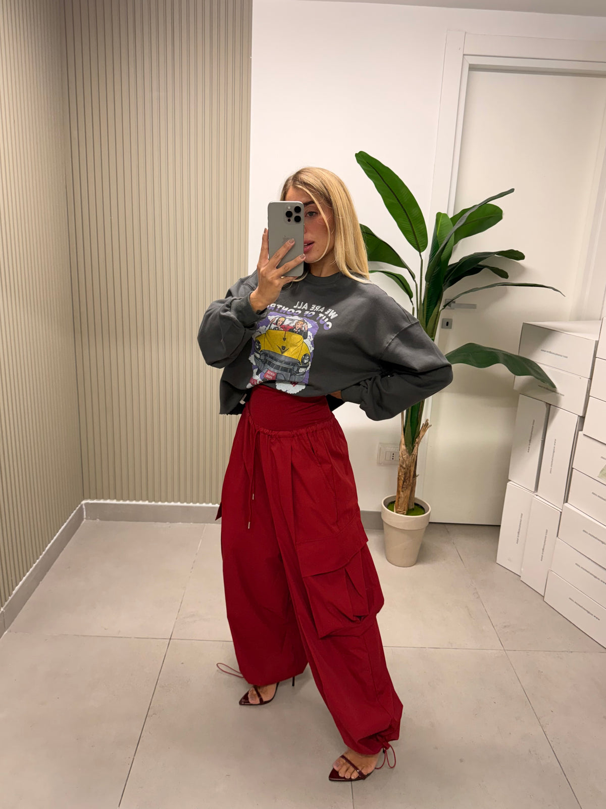 FELPA CROP JUST GIRL GRIGIO SCURO