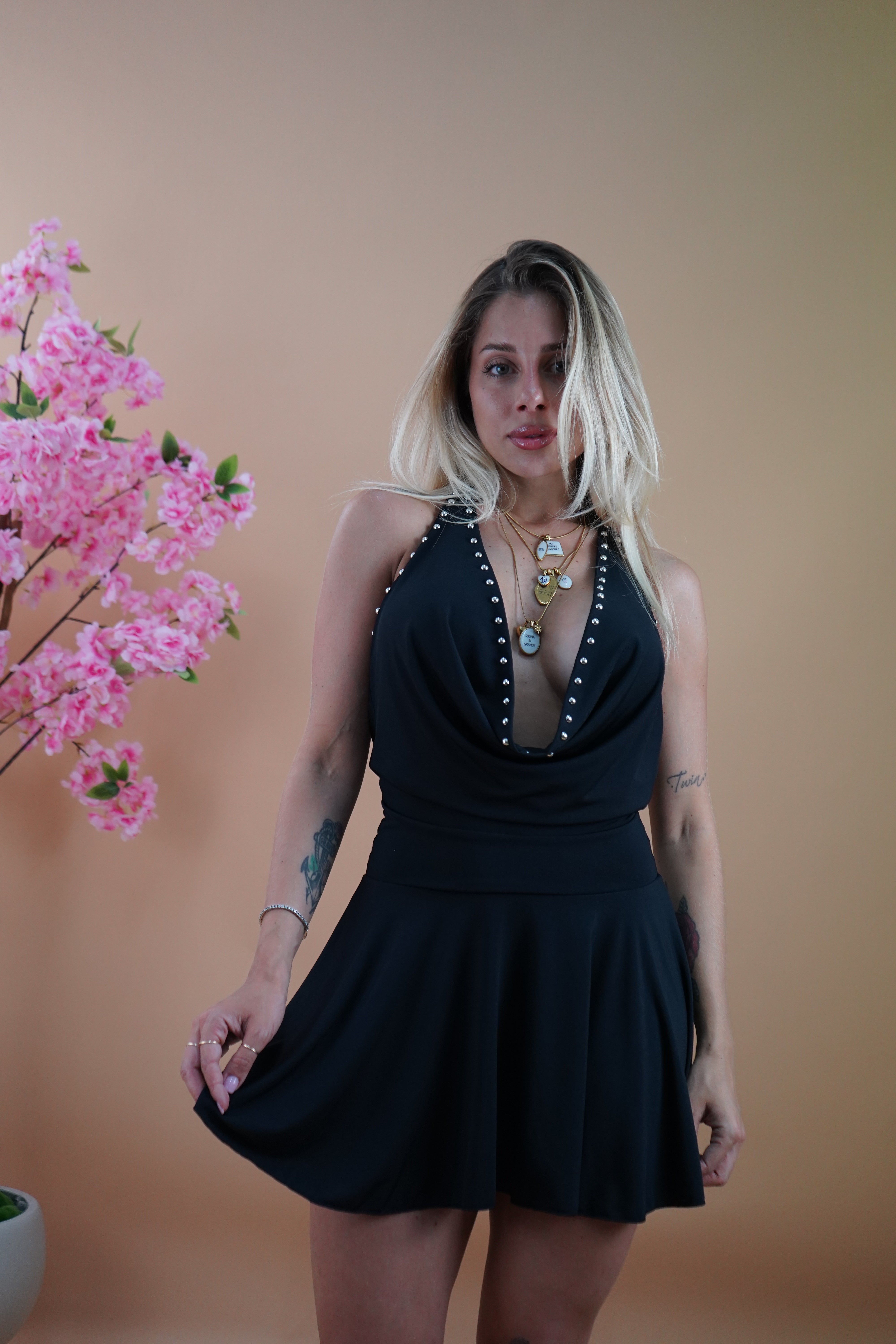 MINI DRESS BORCHIE NERO