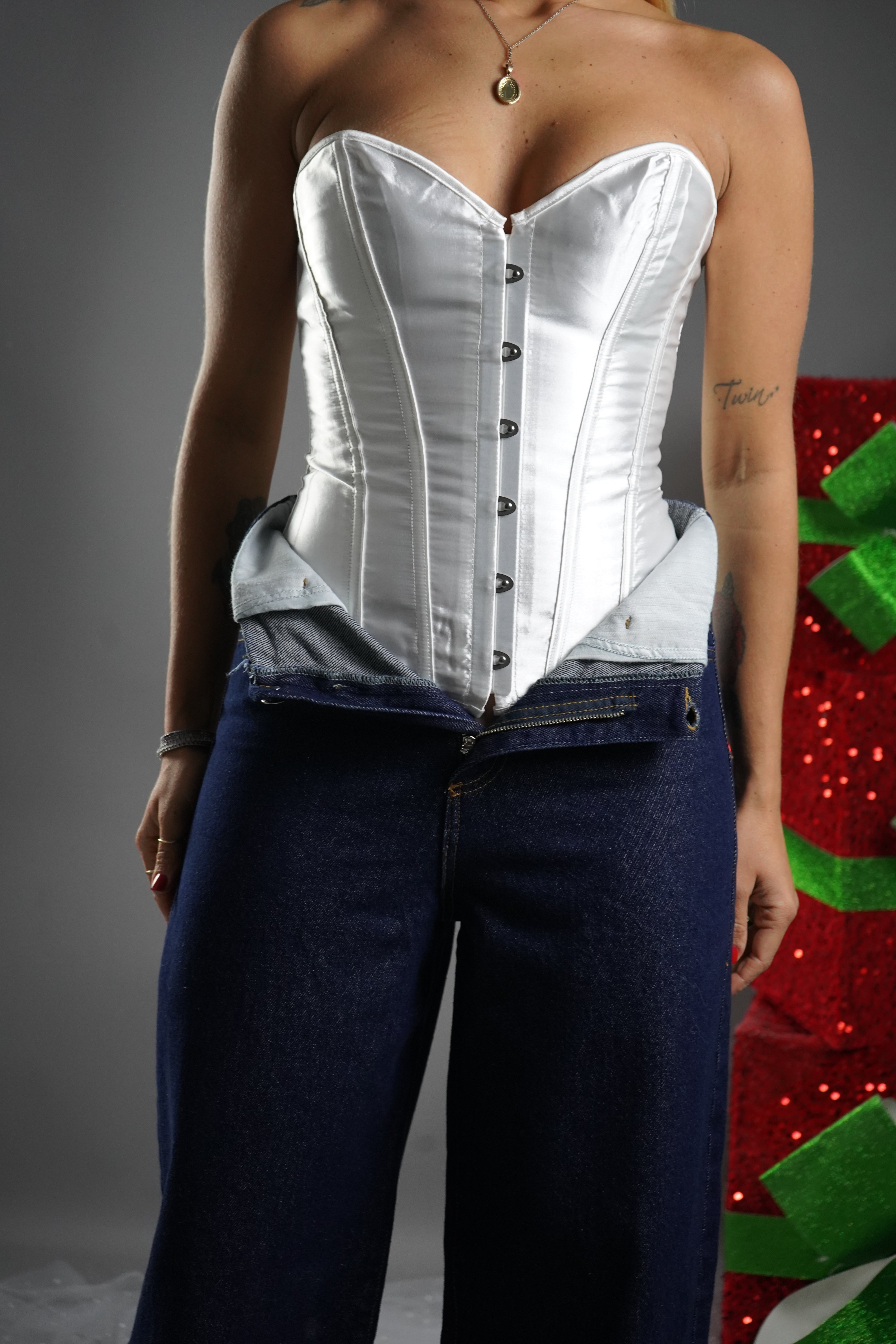 BUSTINO STECCATO BIANCO SATIN