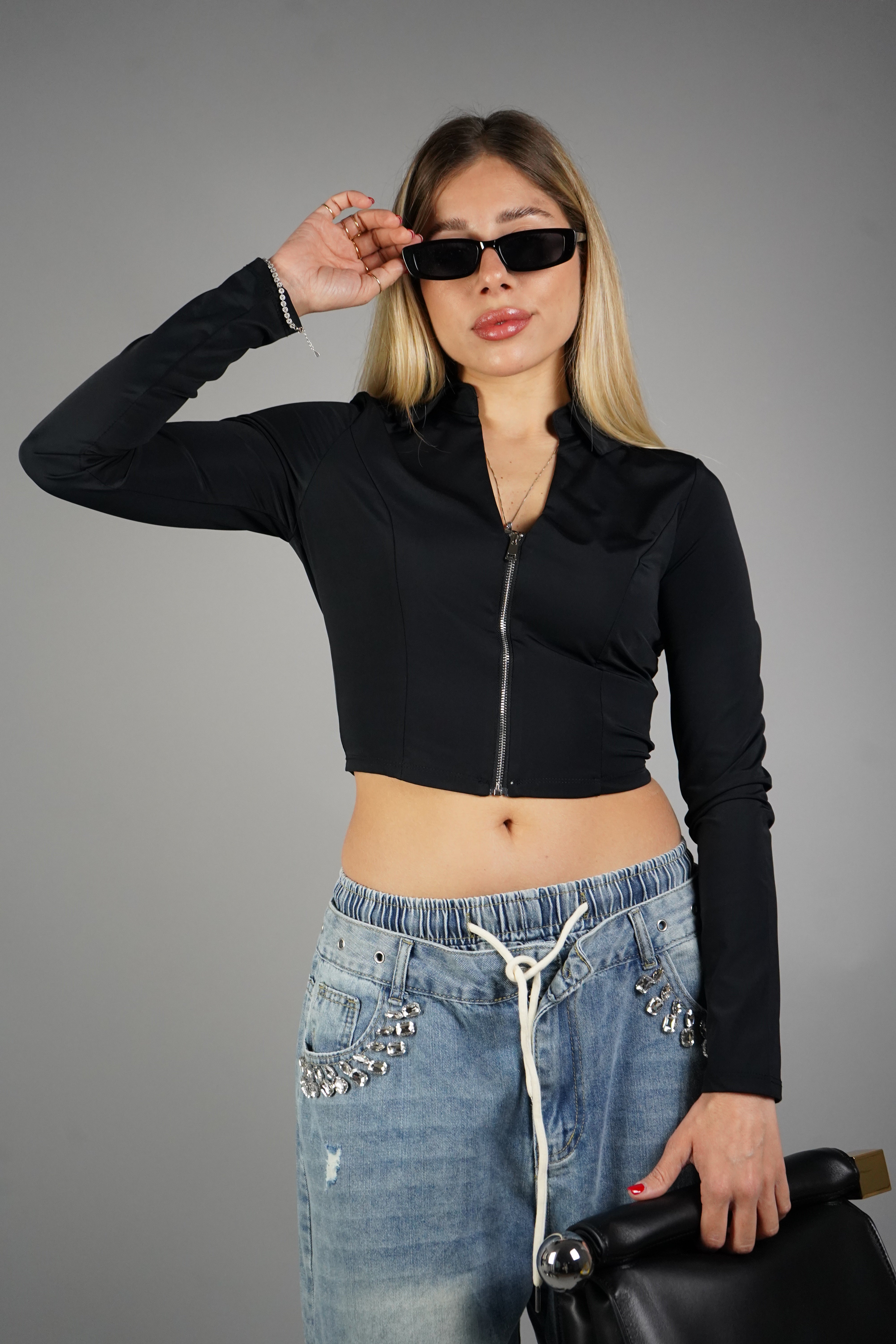 MAGLIA ZIP MERY NERA
