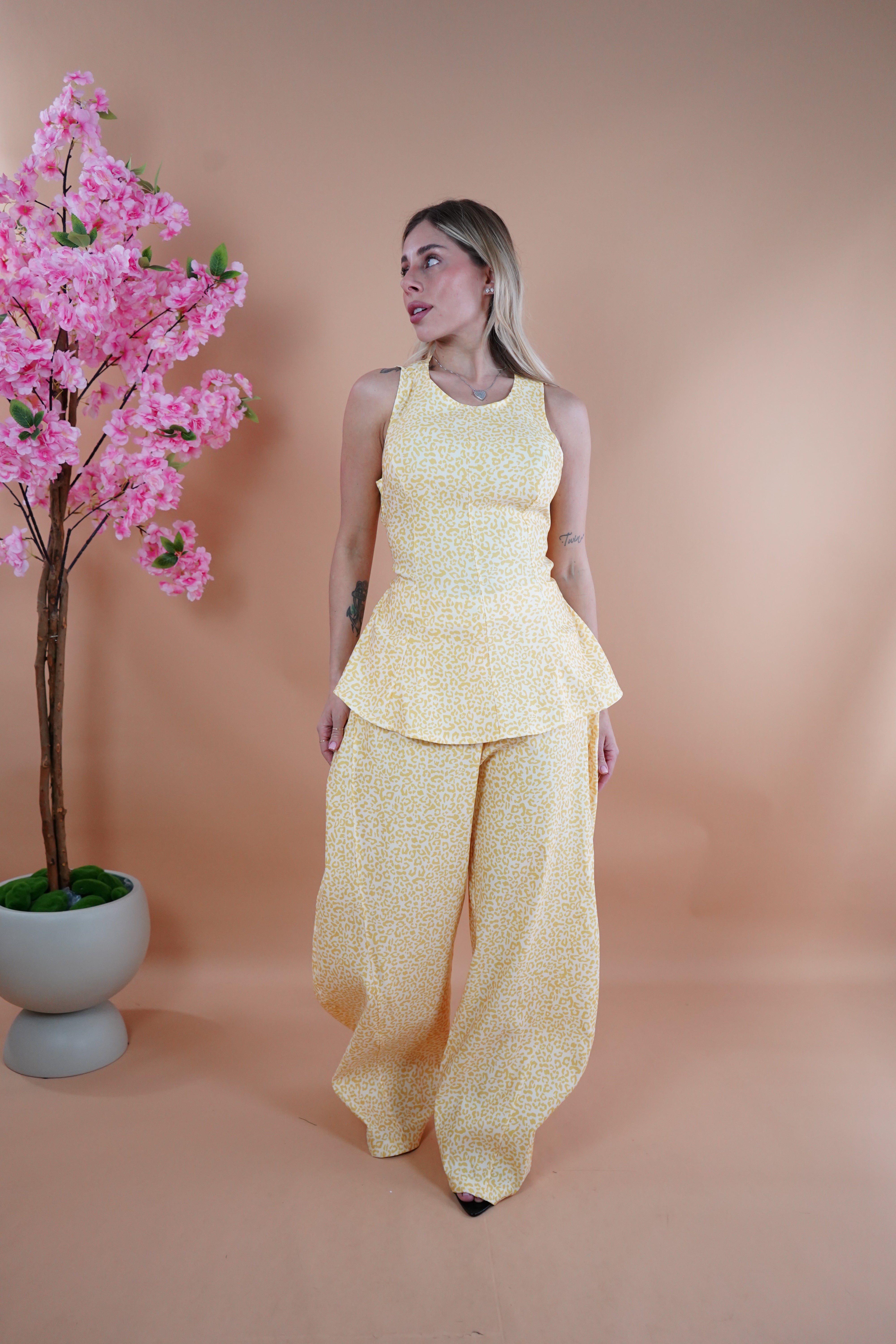 COORDINATO BALLON ANIMALIER GIALLO