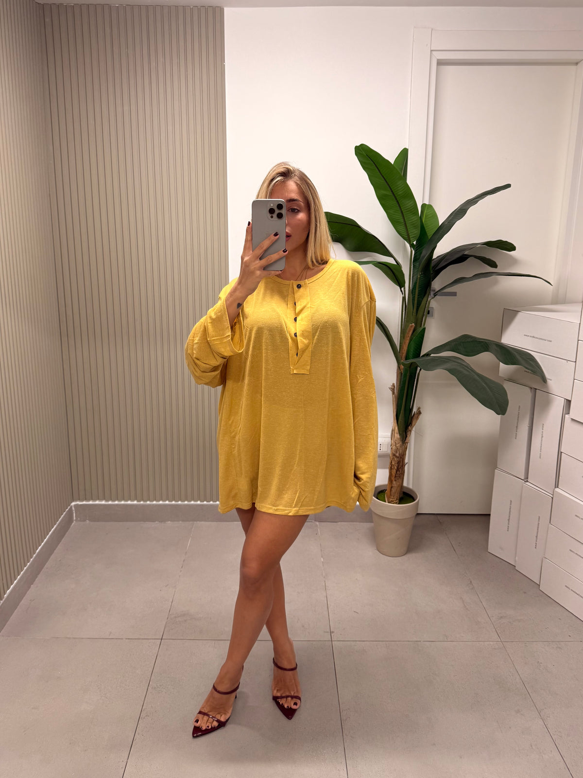 SERAFINO OVERSIZE CON BOTTONI SENAPE