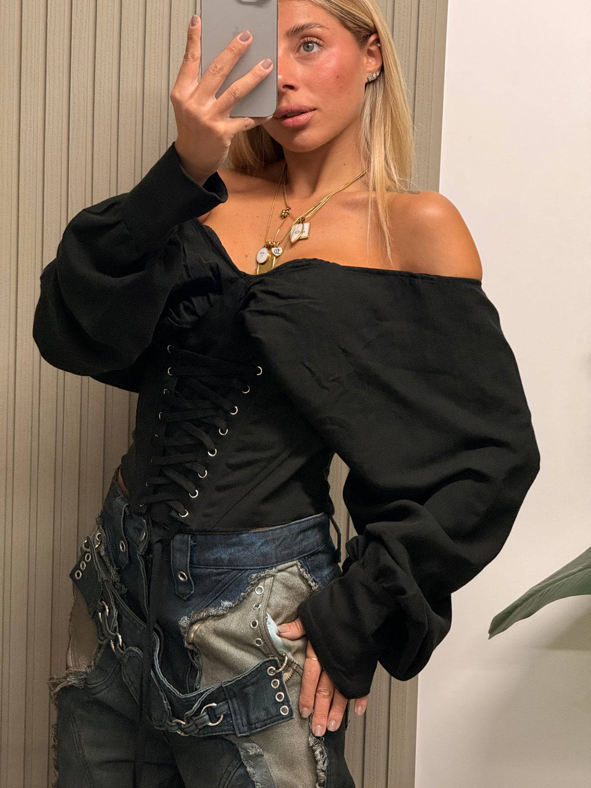 CAMICIA CORSETTO NERA