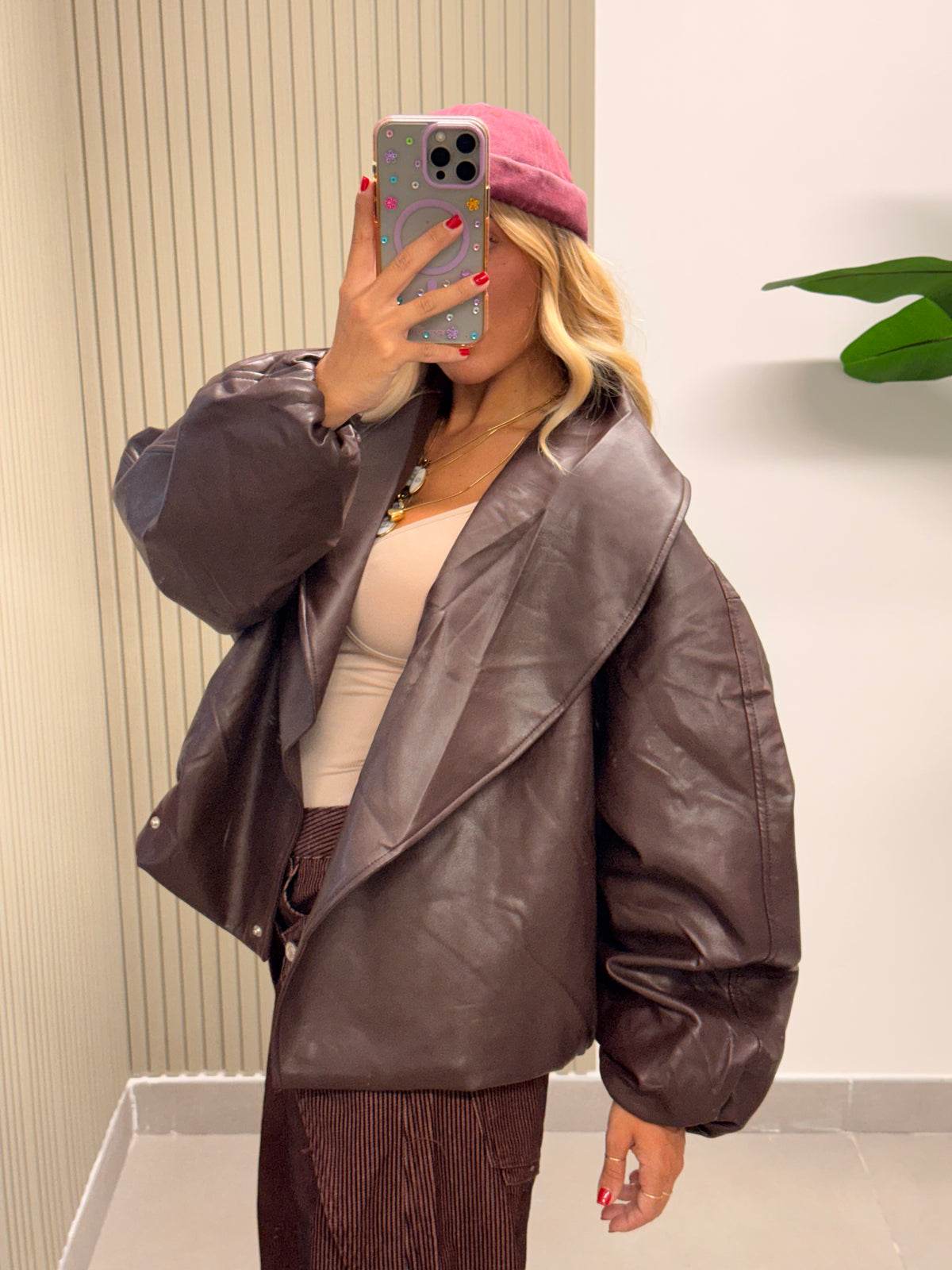 BOMBER ECOPELLE SOFY BORDEAUX