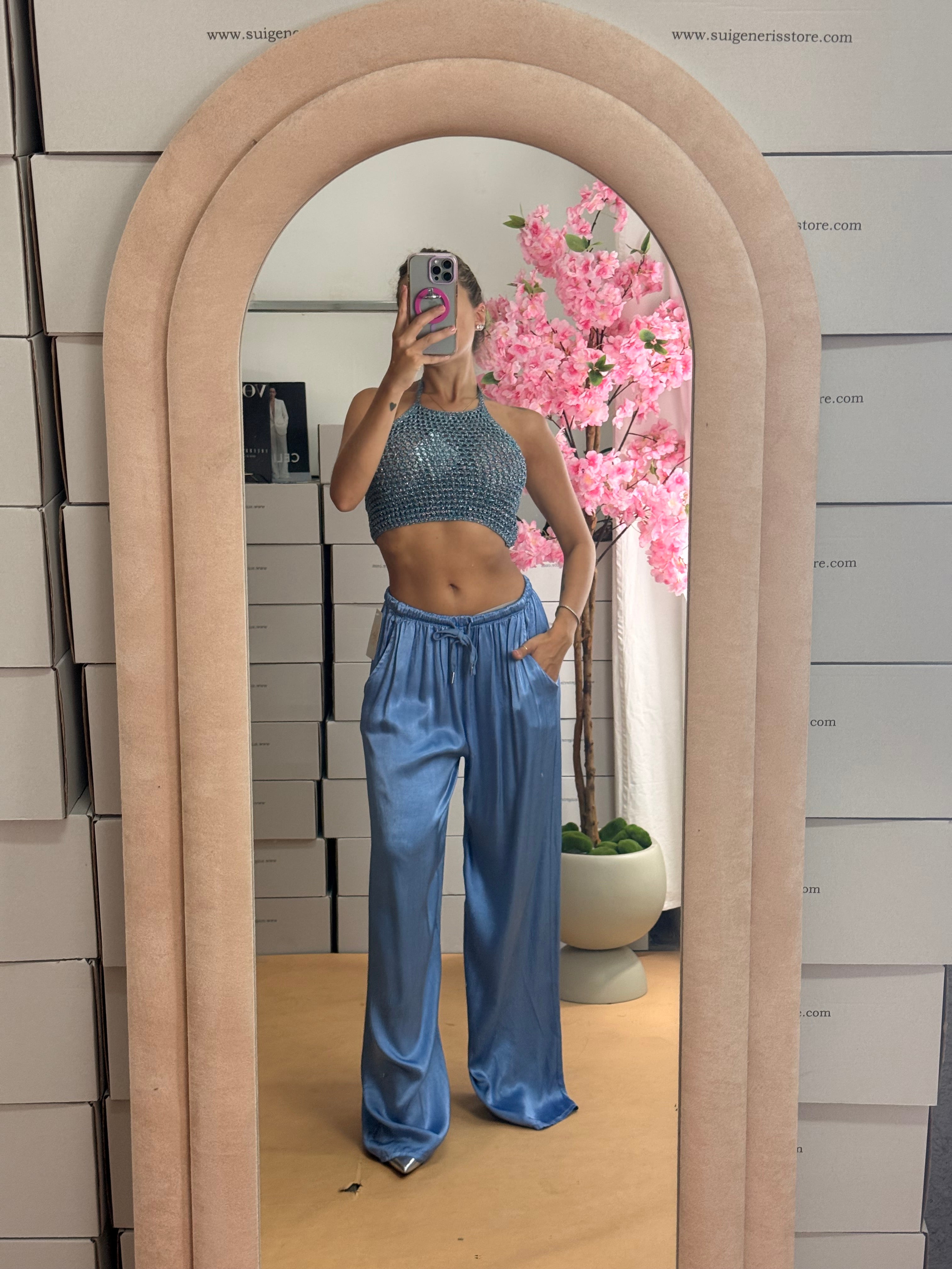 PANTALONE SATIN POLVERE
