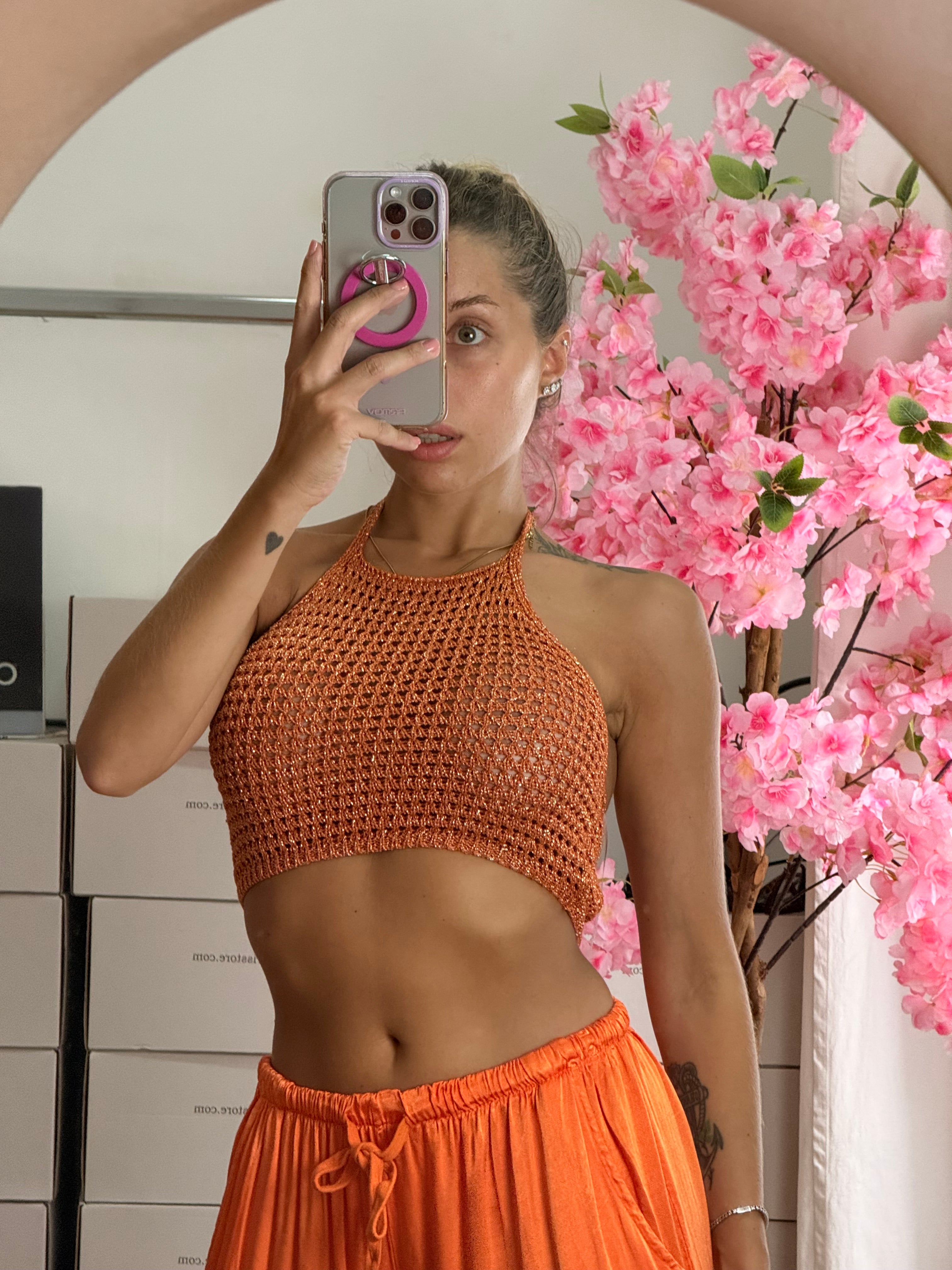 TOP UNCINETTO ARANCIONE