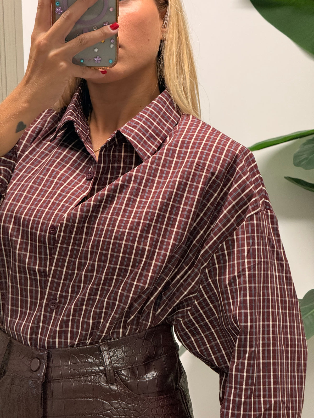 CAMICIA QUADRI BORDEAUX
