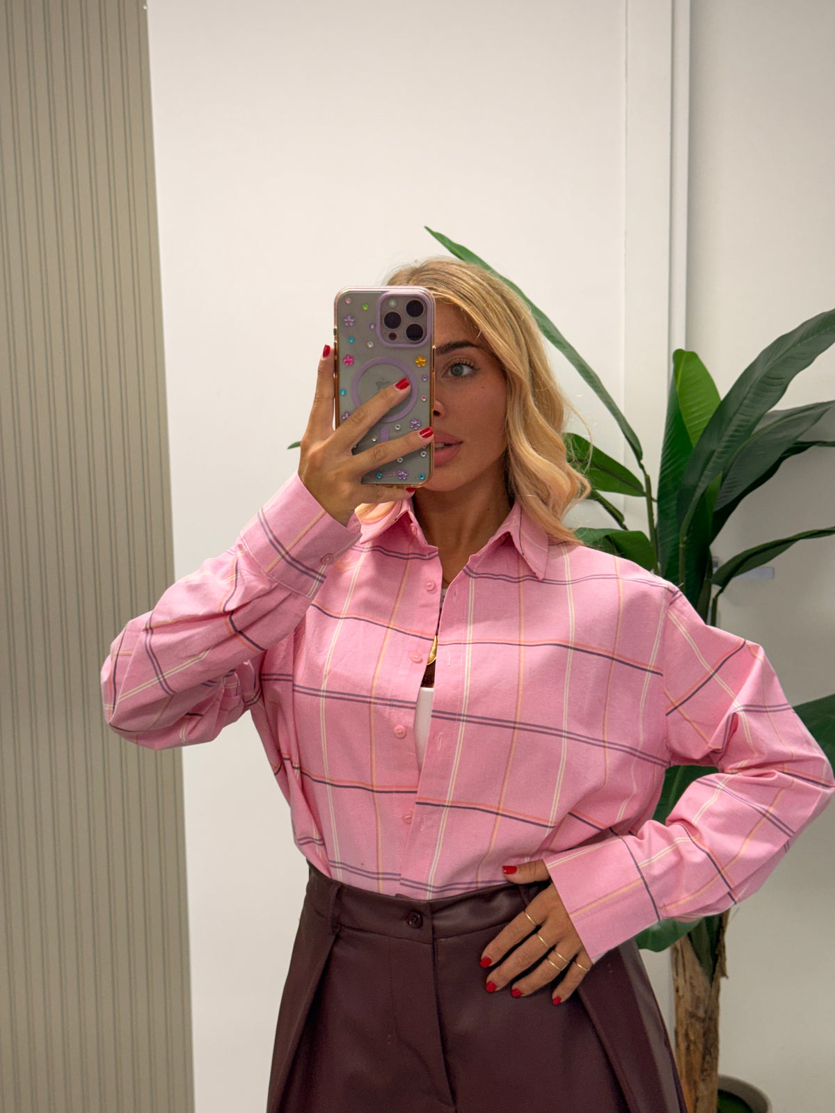 CAMICIA QUADRI ROSA