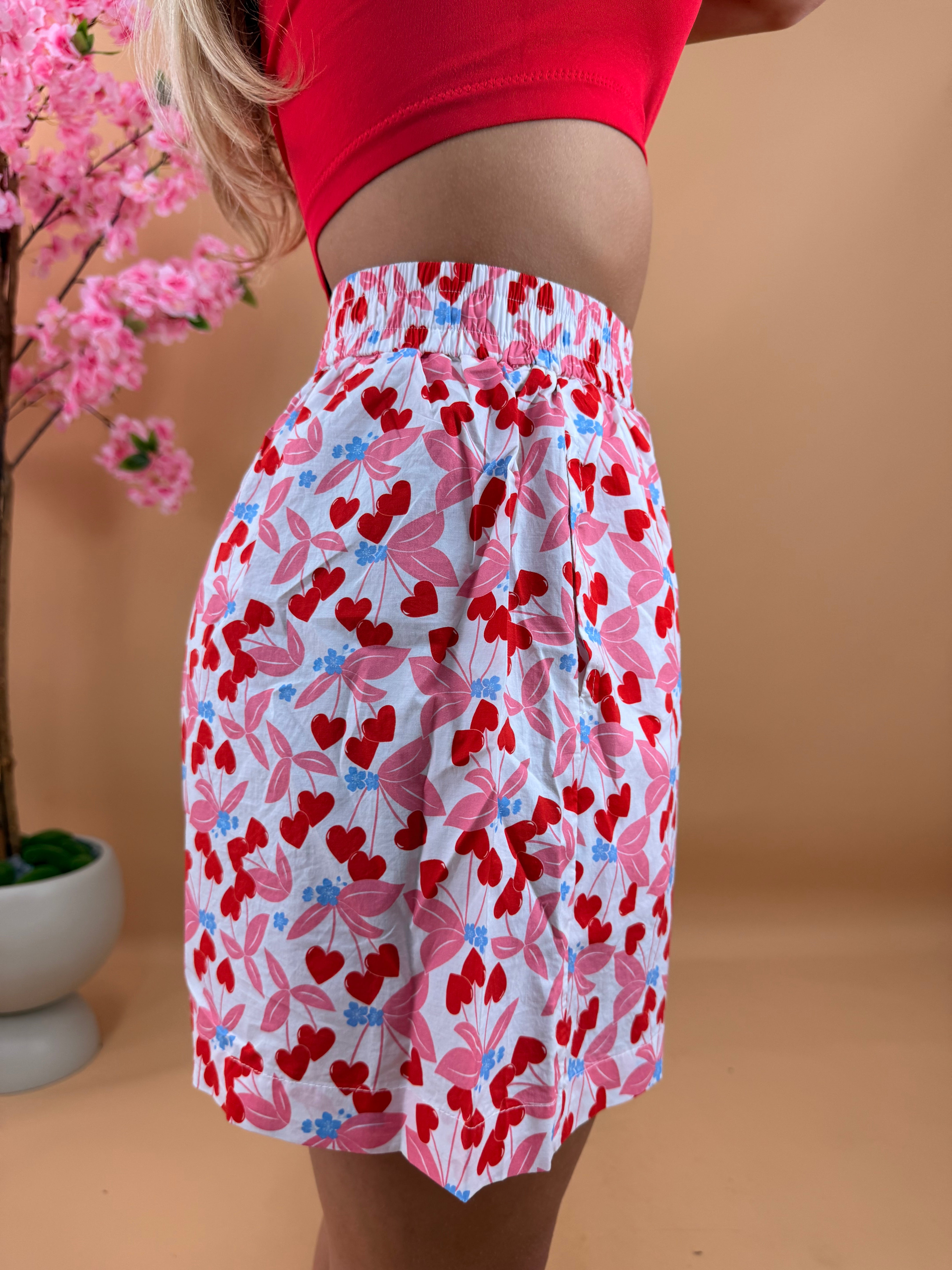 MINI SHORTS FANTASY CUORI ROSSO