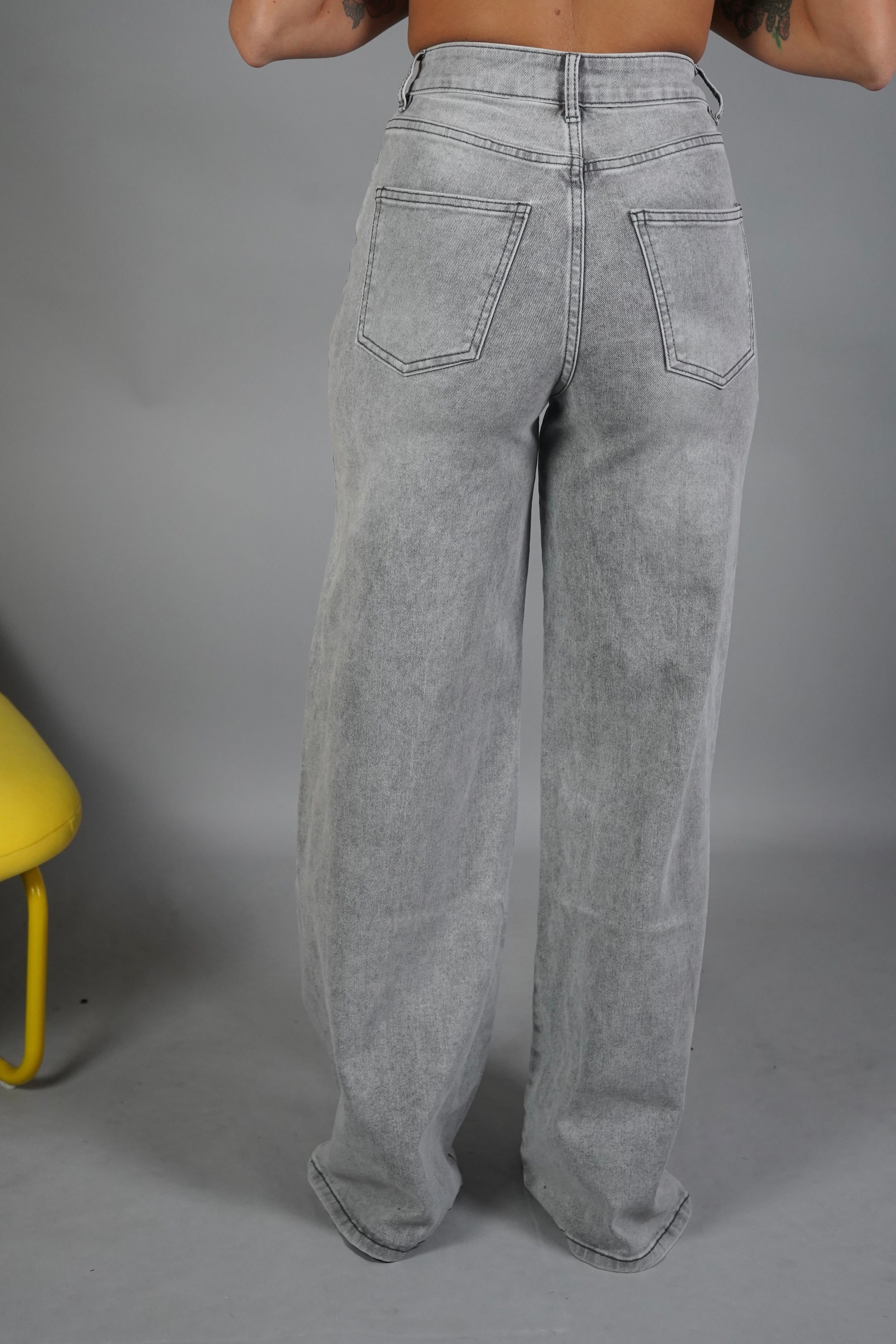 JEANS PALAZZO GRIGIO