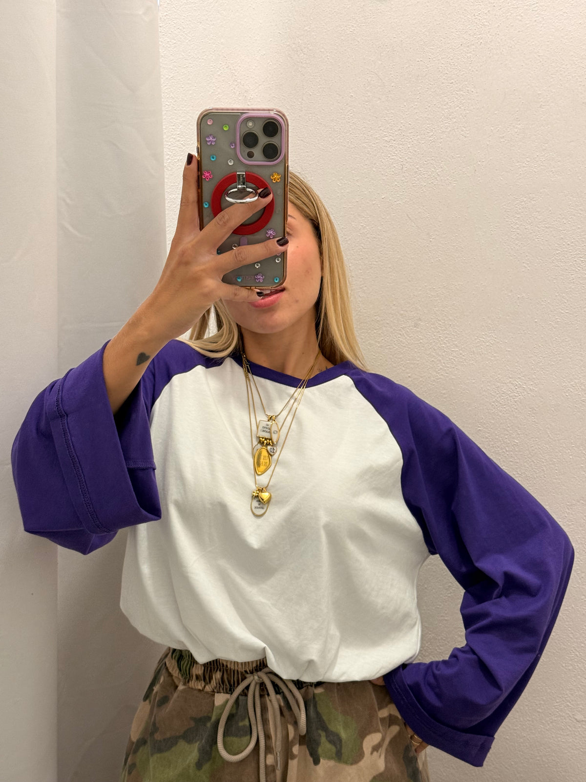 T-SHIRT LONG SLEVEE BICOLOR VIOLA