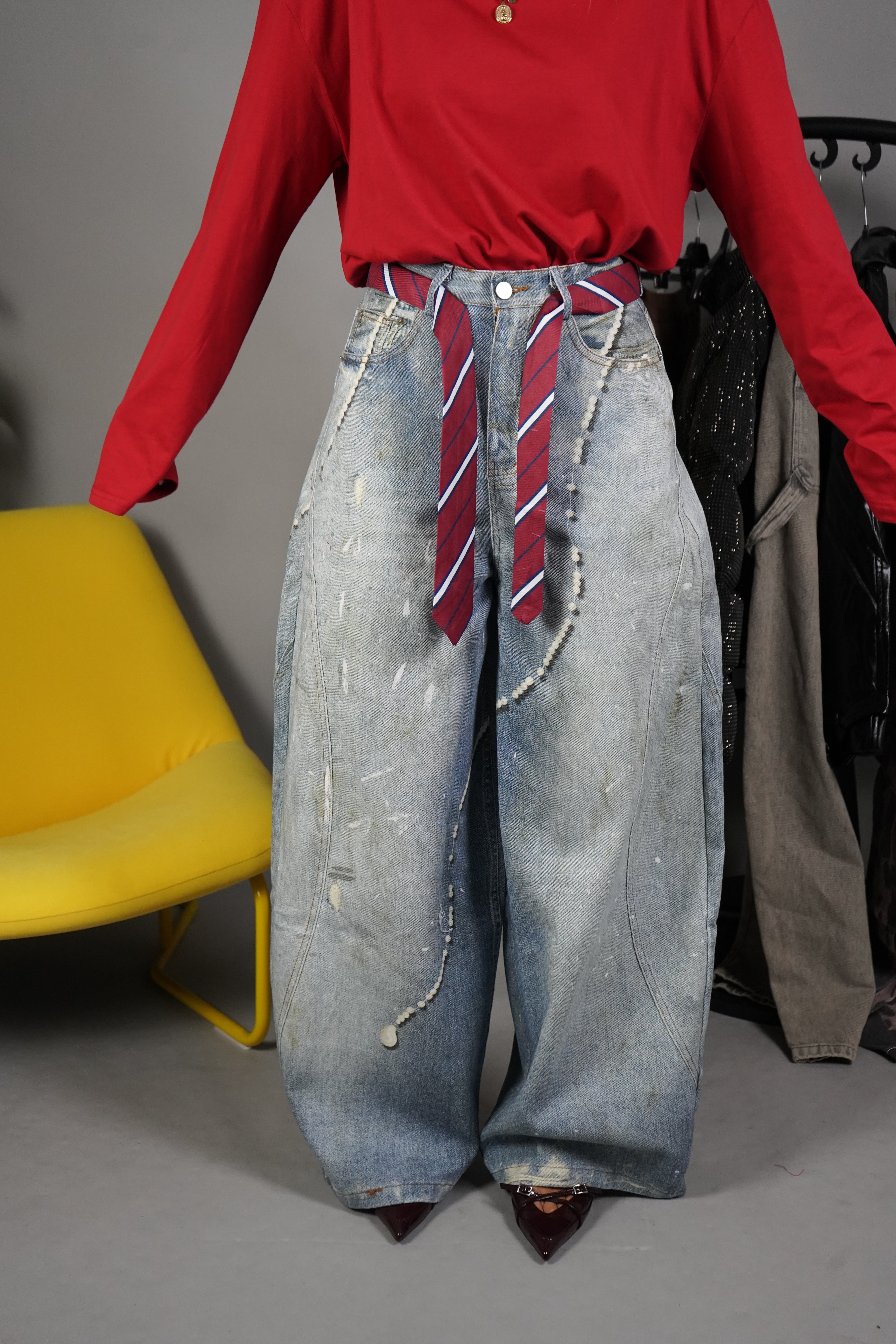 JEANS BALLON CRAVATTA