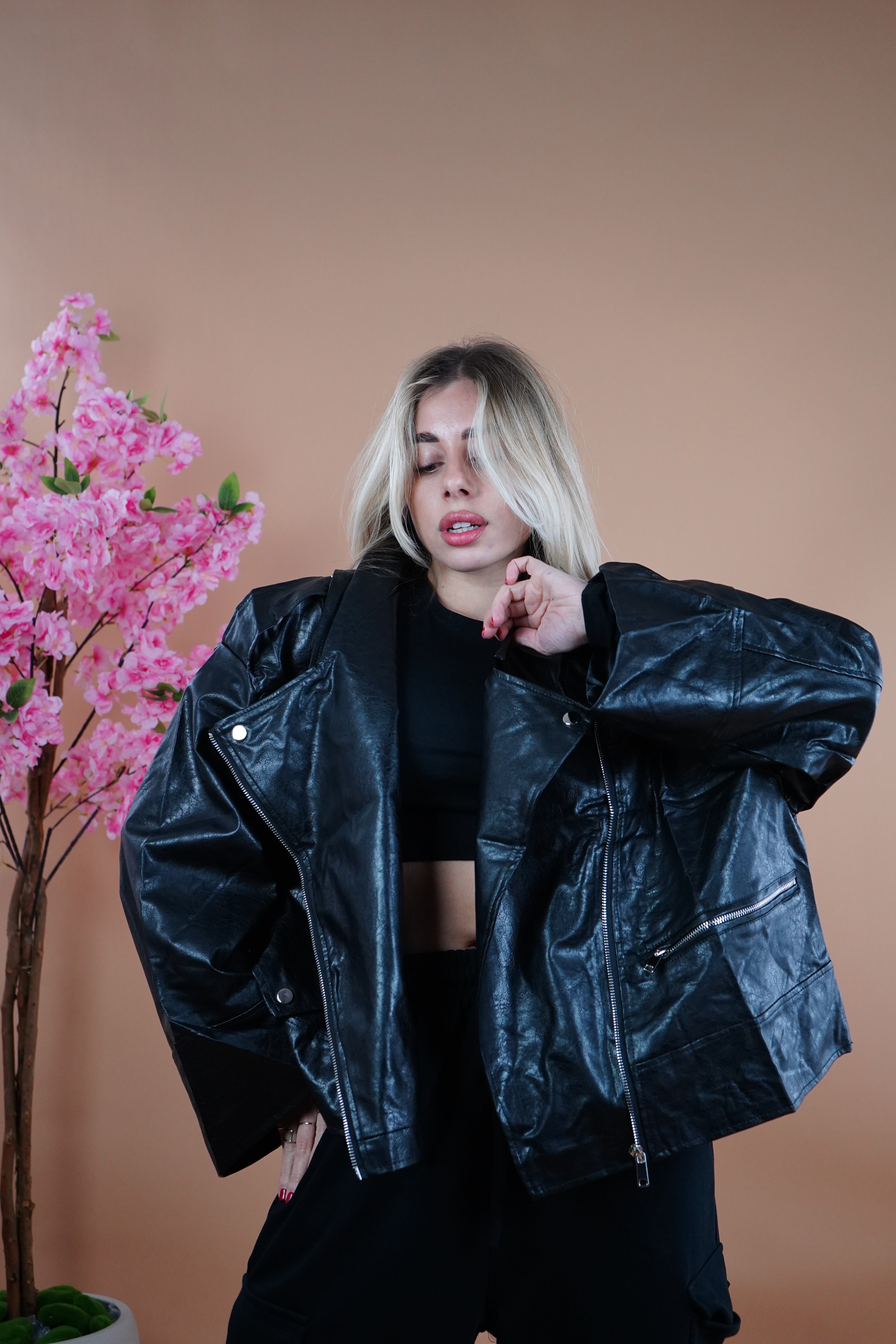 CHIODO ECOPELLE OVERSIZE NERO