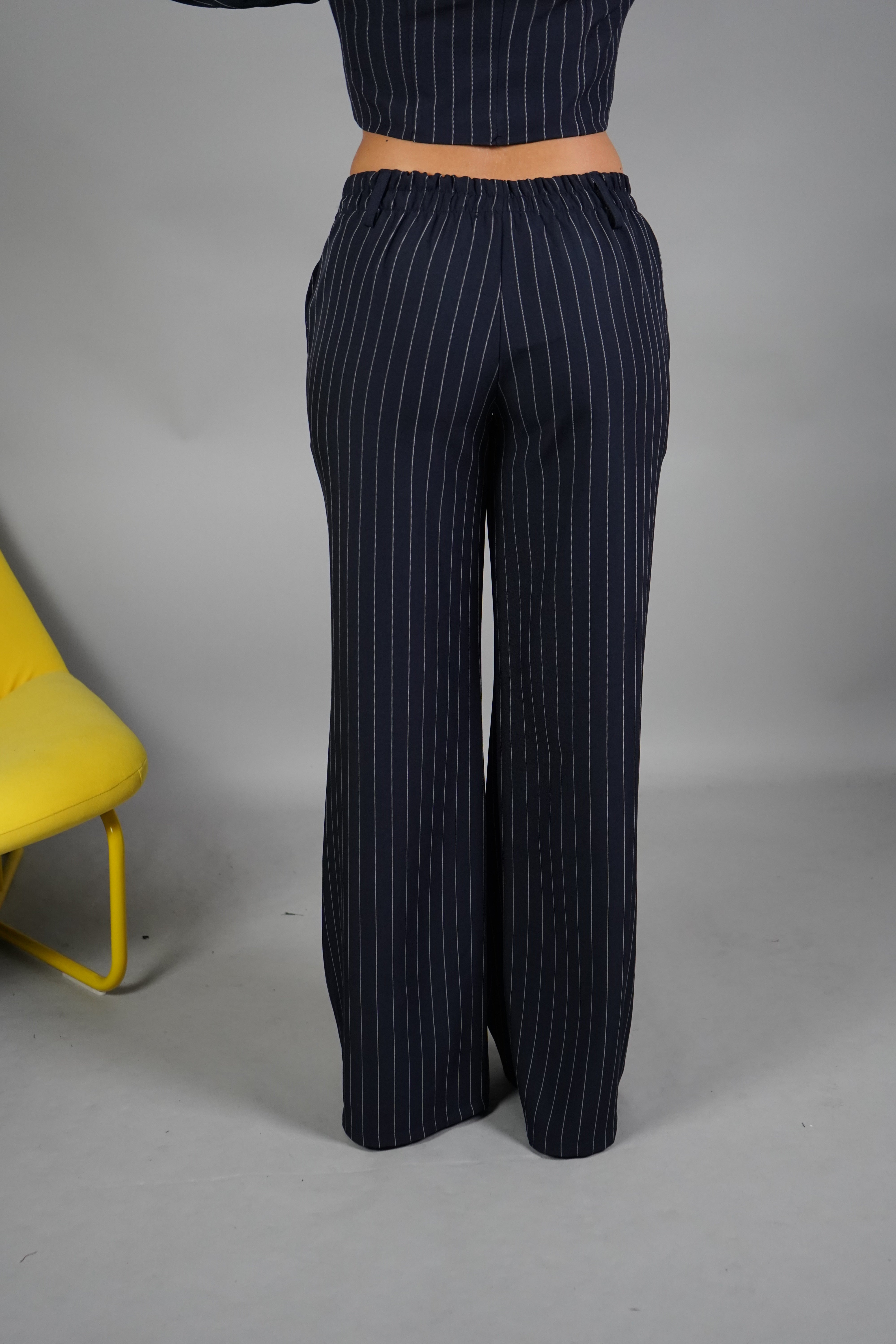 TAILLEUR GESSATO CROP BLU