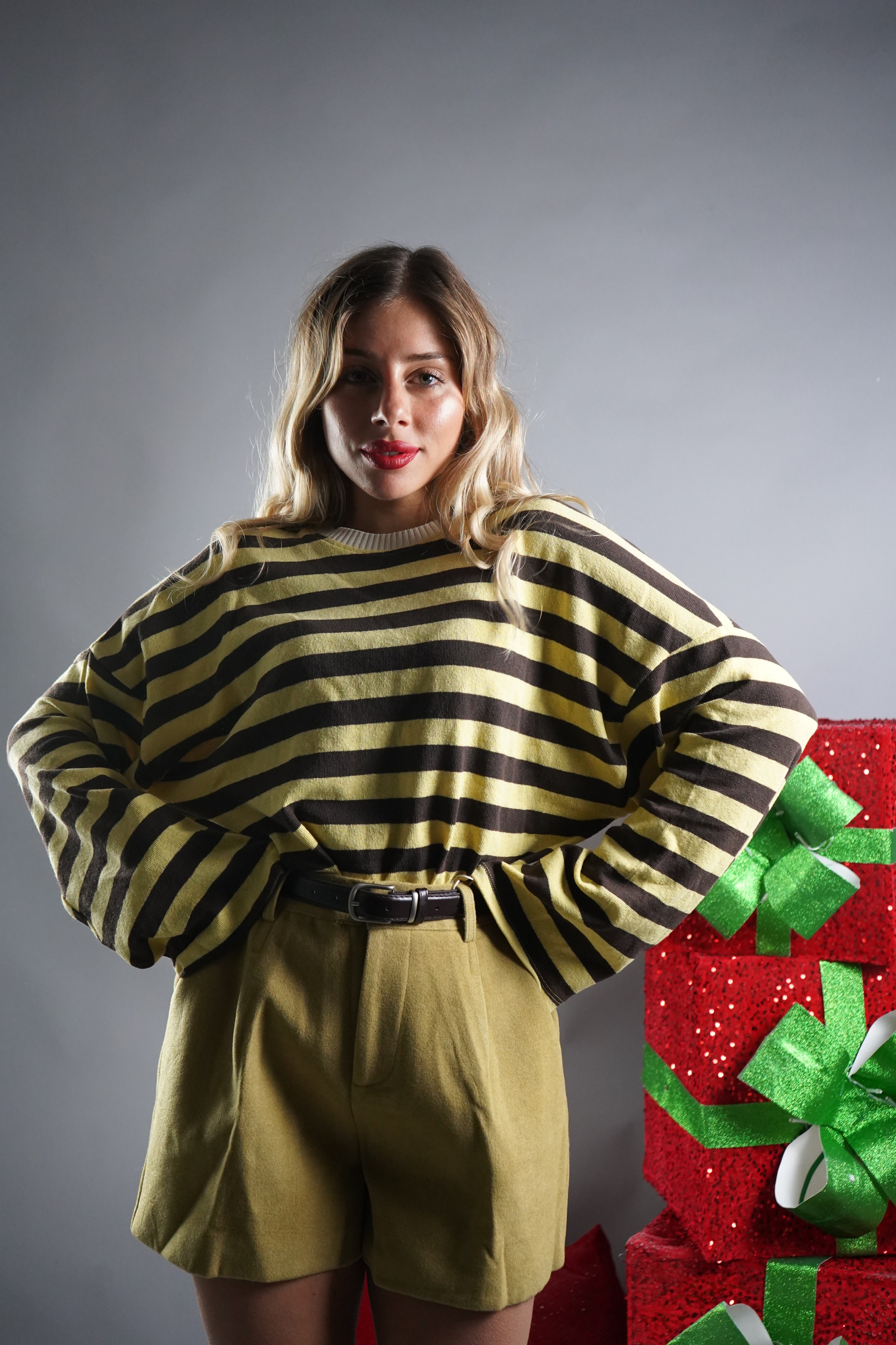 MAGLIA RIGHE LARGHE GIALLA E MARRONE