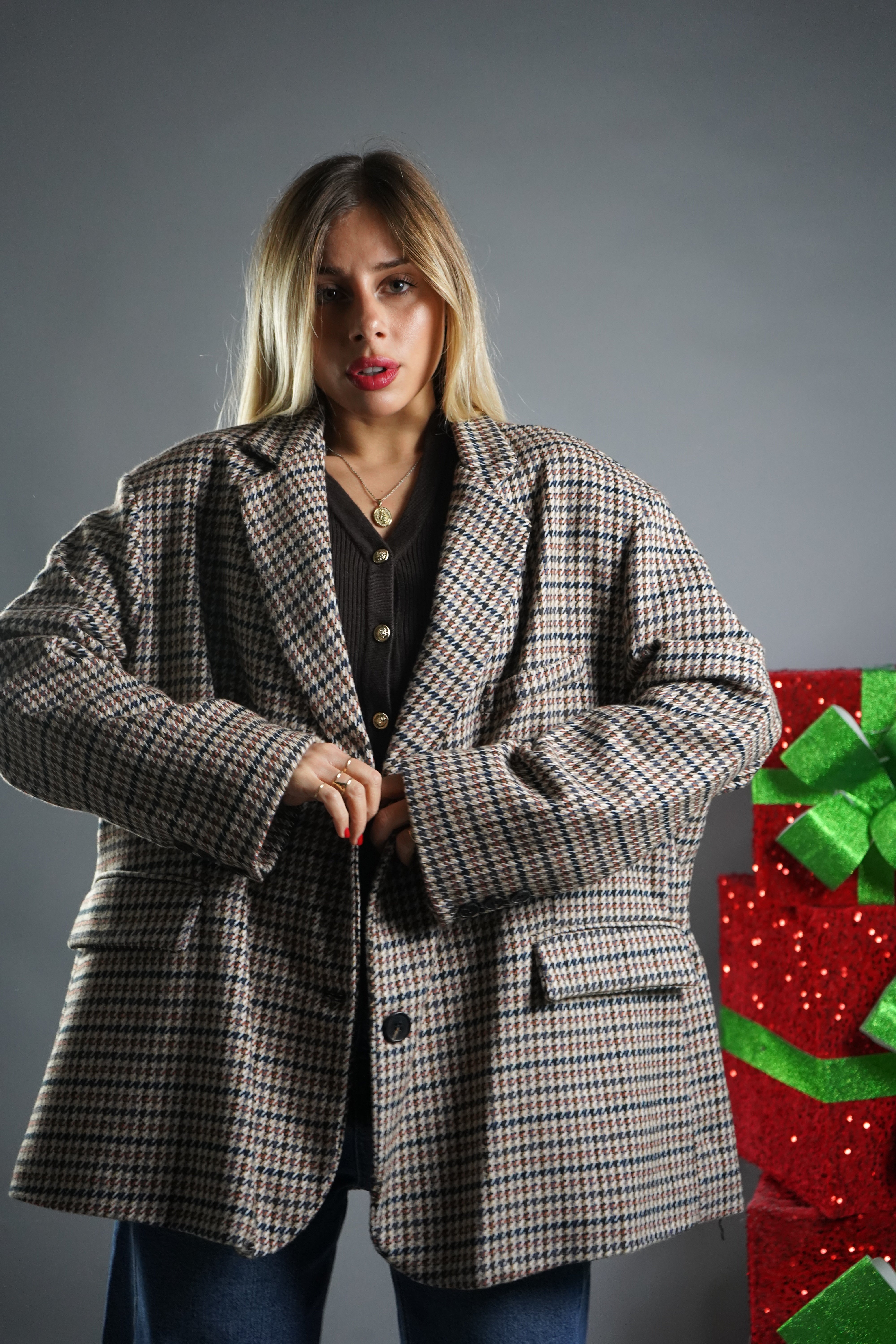 BLAZER LANA PIED DE POULE BEIGE