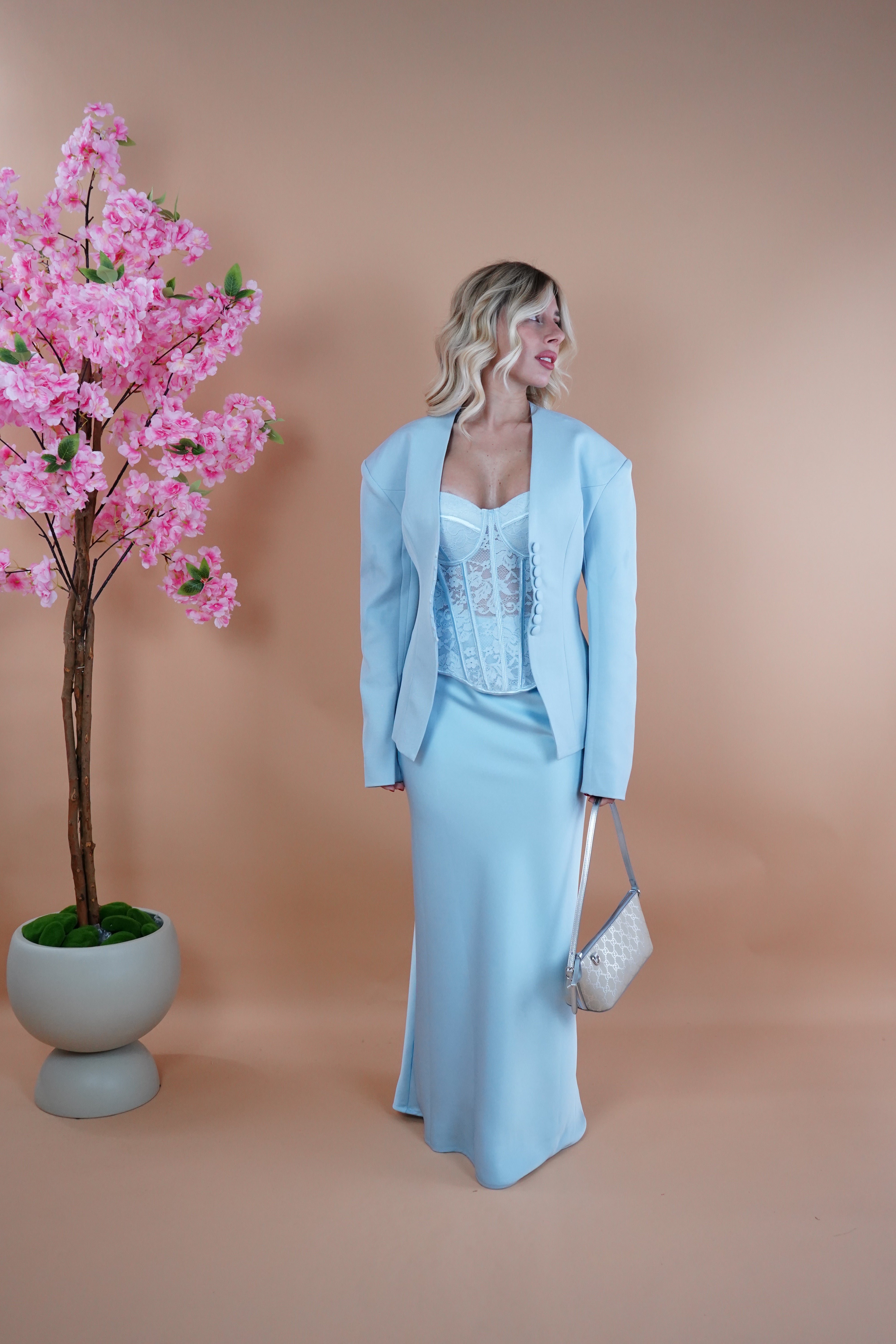 BLAZER AVVITATO AZZURRO