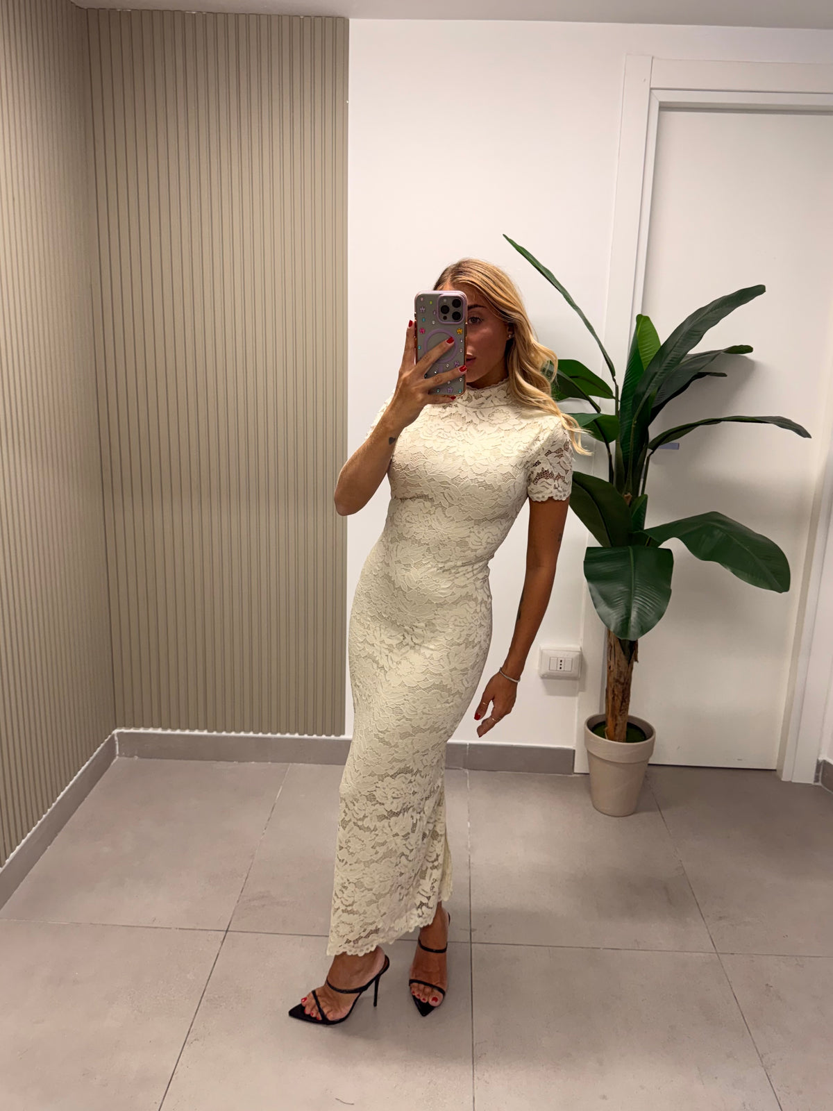 LONG DRESS PIZZO ROMANTICO PANNA