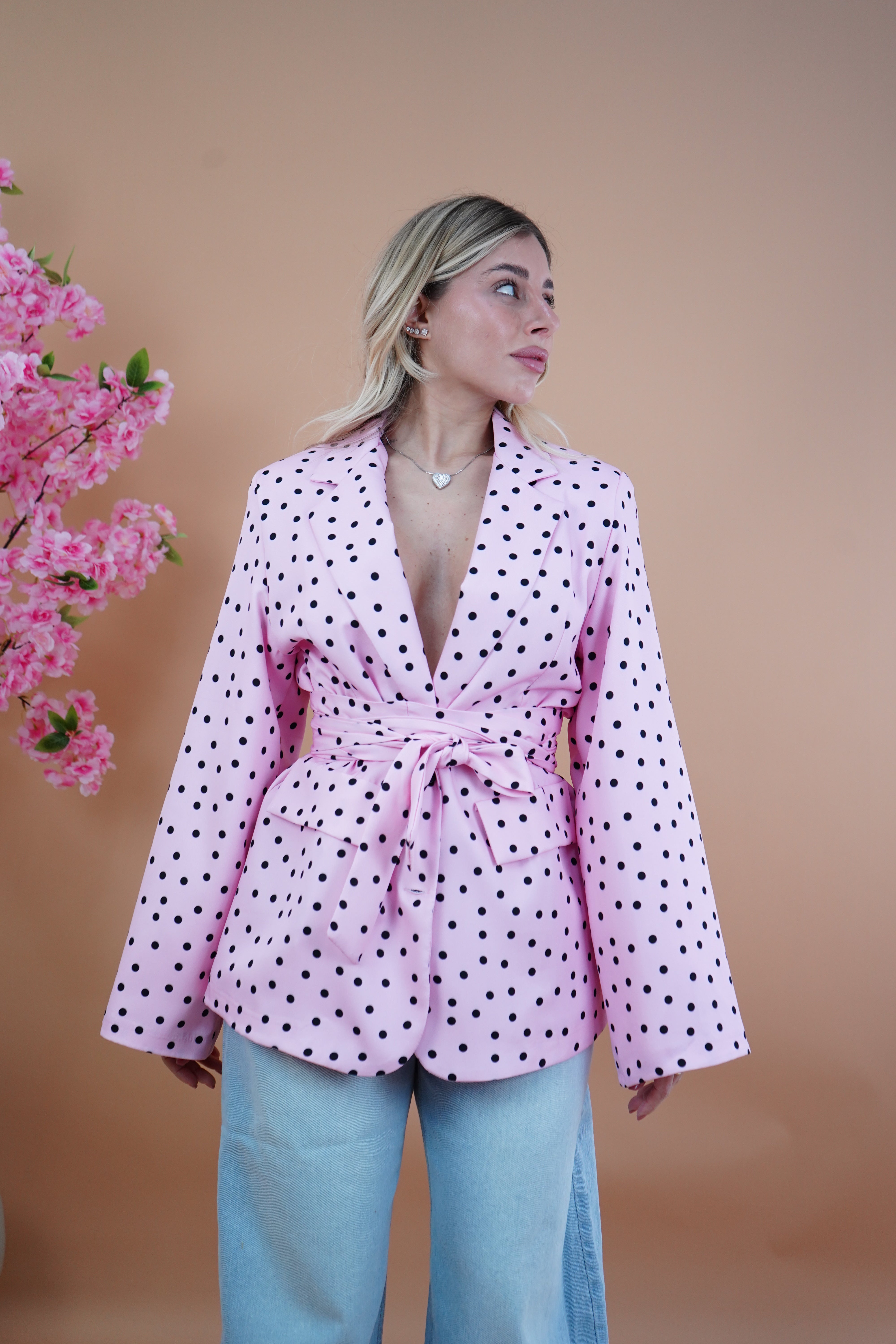 BLAZER KIMONO POIS ROSA