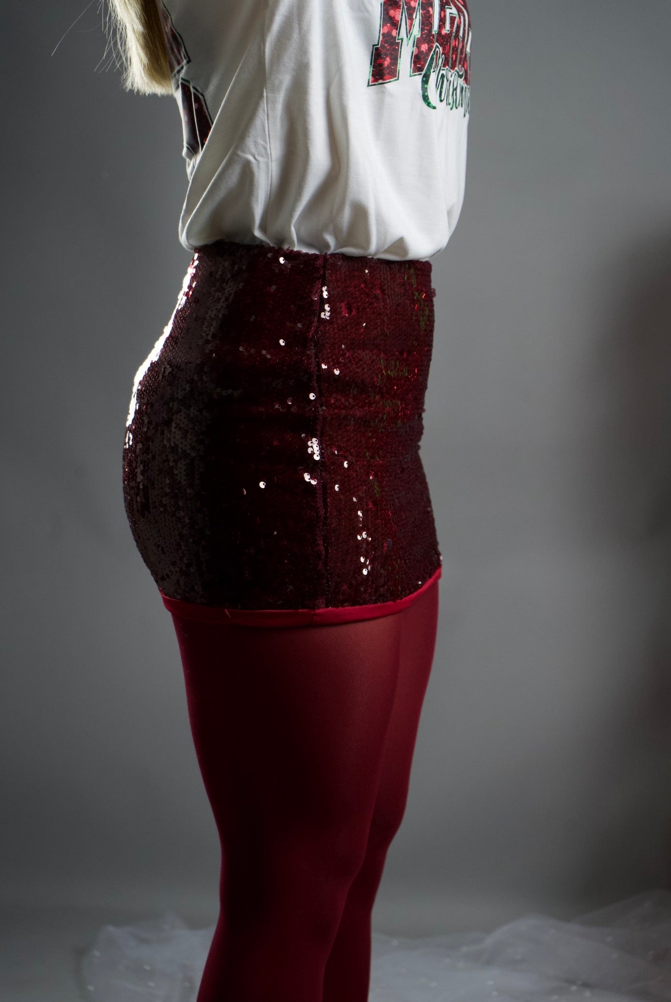 MINIGONNA PAILLETTES BORDEAUX