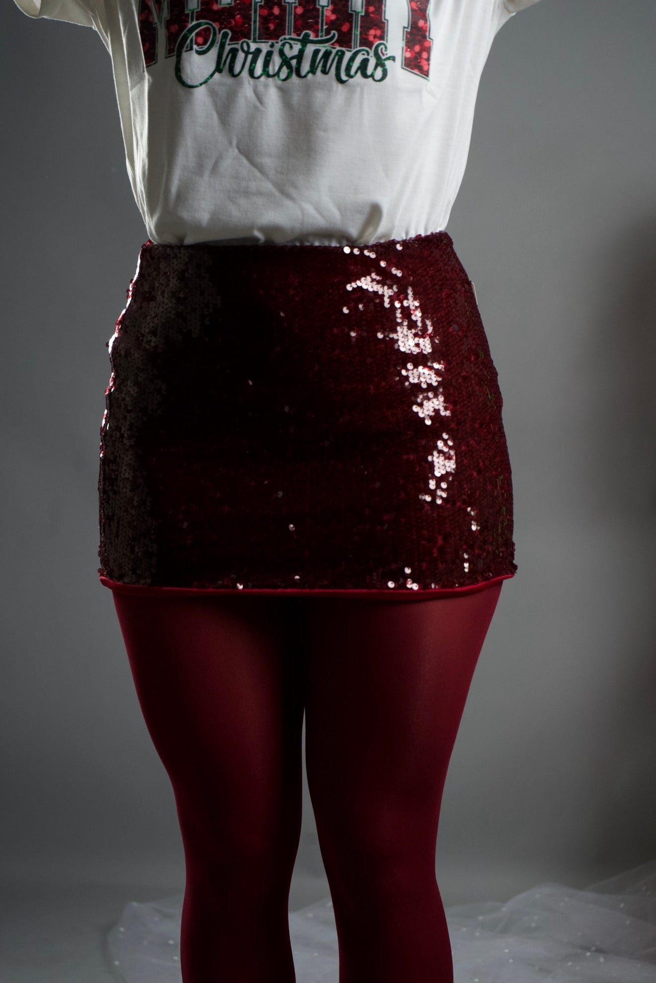 MINIGONNA PAILLETTES BORDEAUX